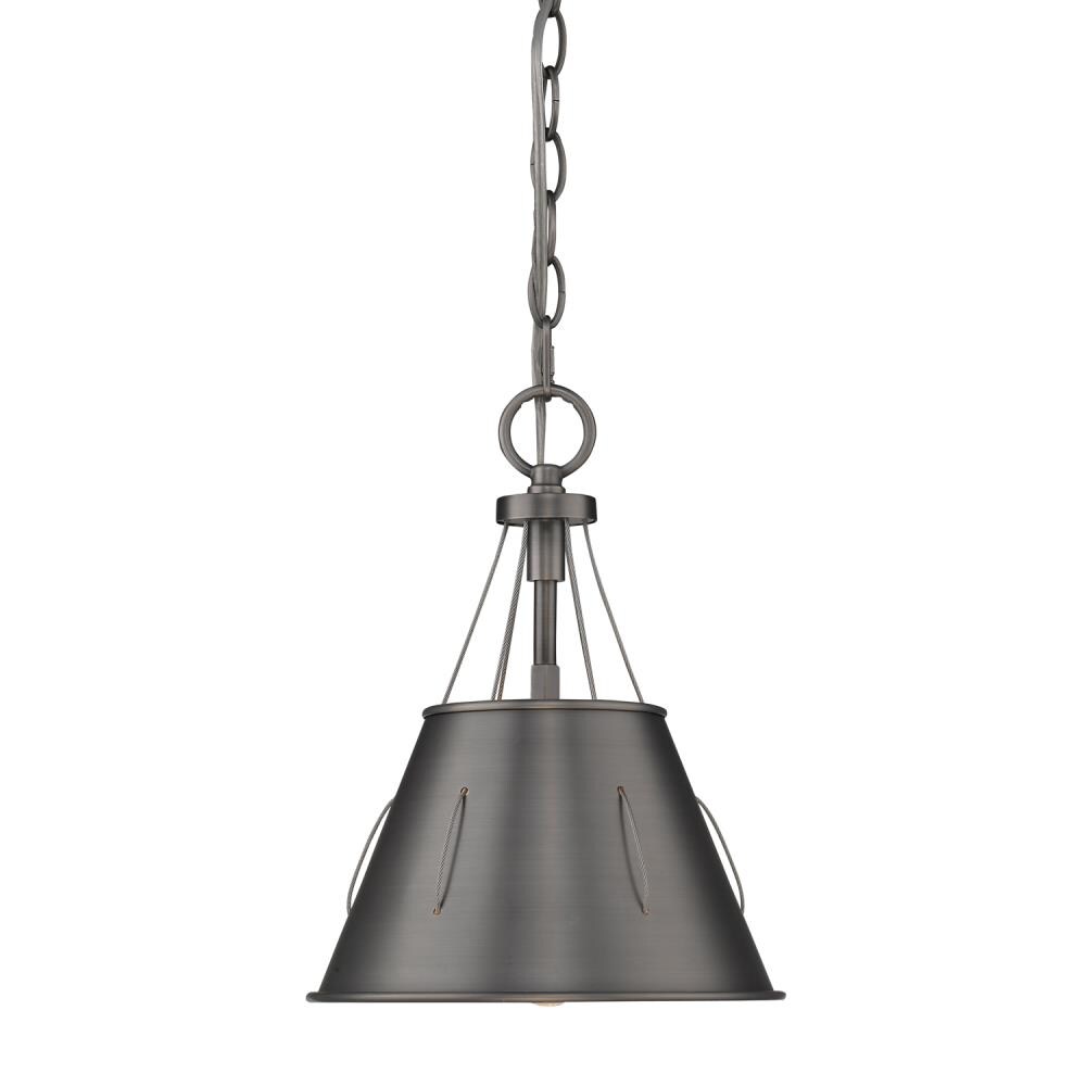 Golden Lighting Whitaker Aged Steel Rustic Lantern Pendant Light
