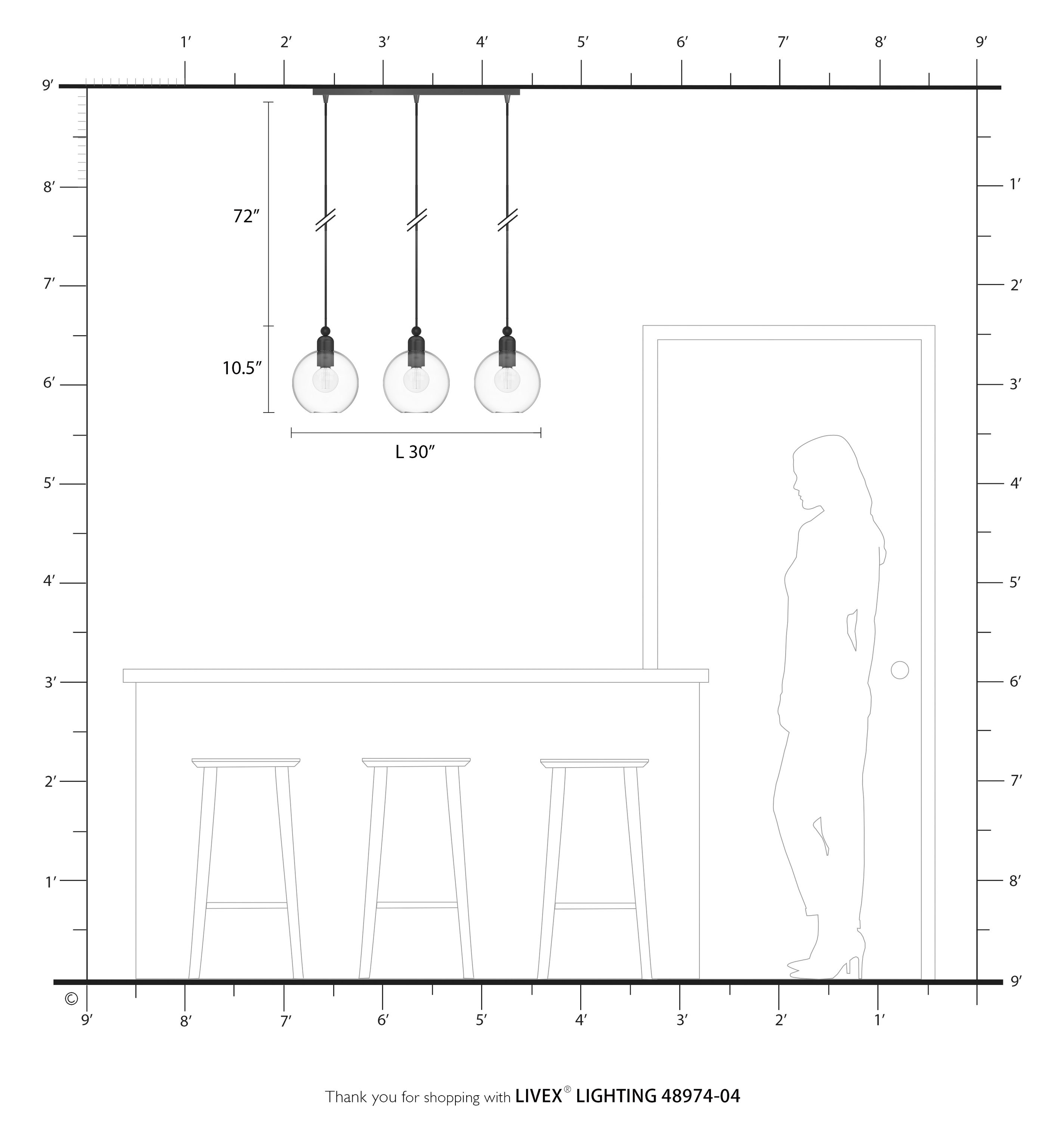 Downtown Black and Brushed Nickel 3-Light Chandelier with Clear Glass Shades