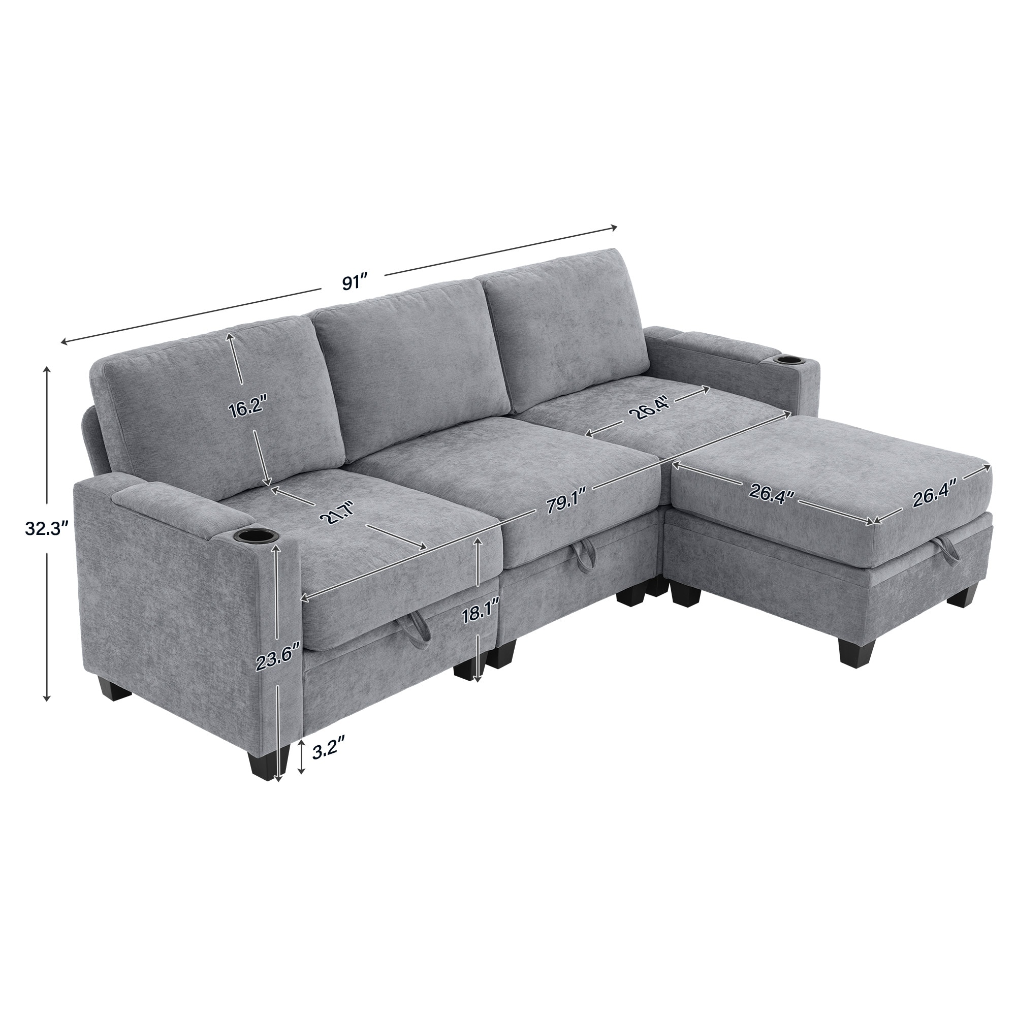 VOUA SAF-XNECW3-GY1 Sofas-Loveseats - View #9