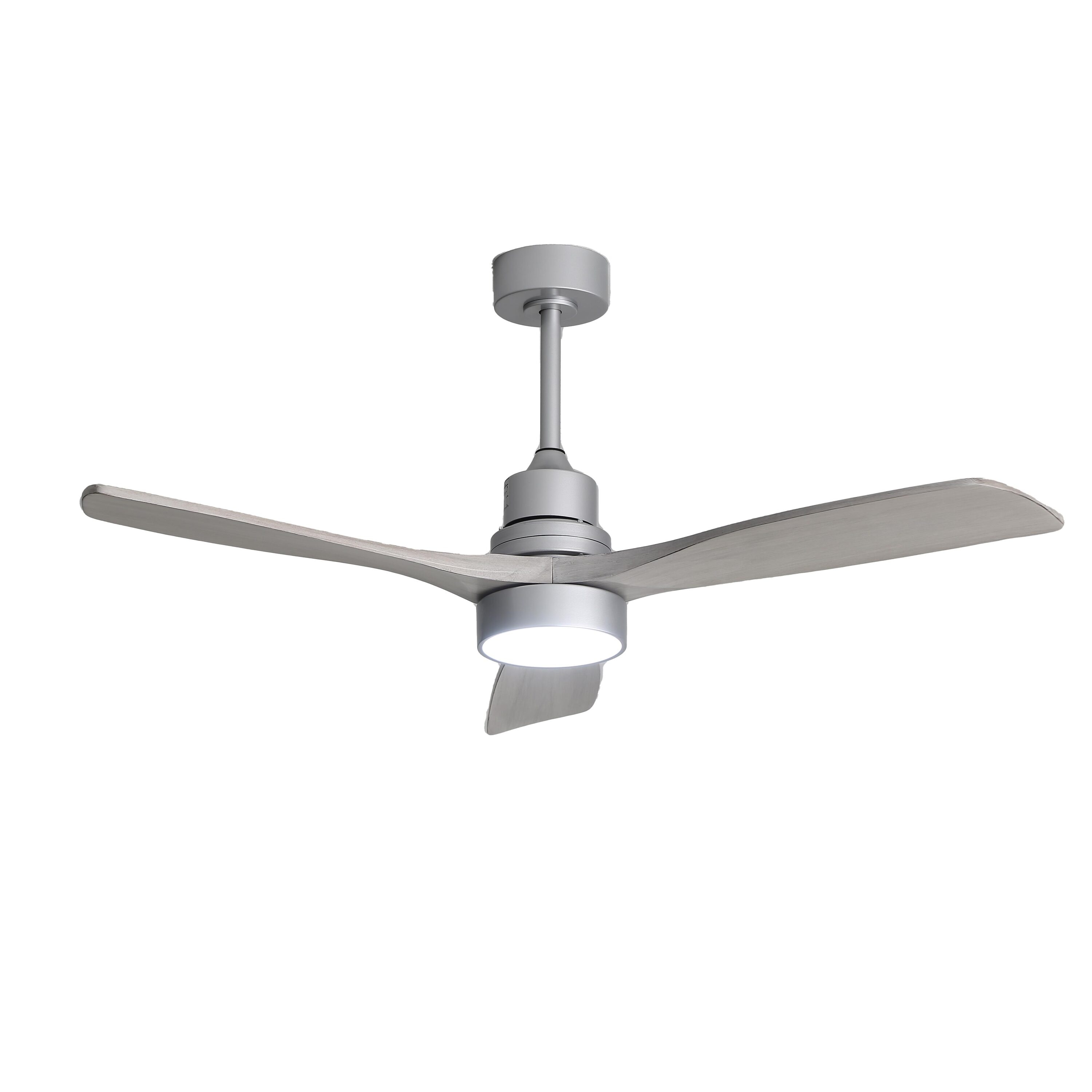 Bayfeve BFKS-5247SL 52-in Color-Changing Integrated LED Outdoor Silver with Solid wood Blades Ceiling Fan With Light - Remote Included ( 3 -Blade )