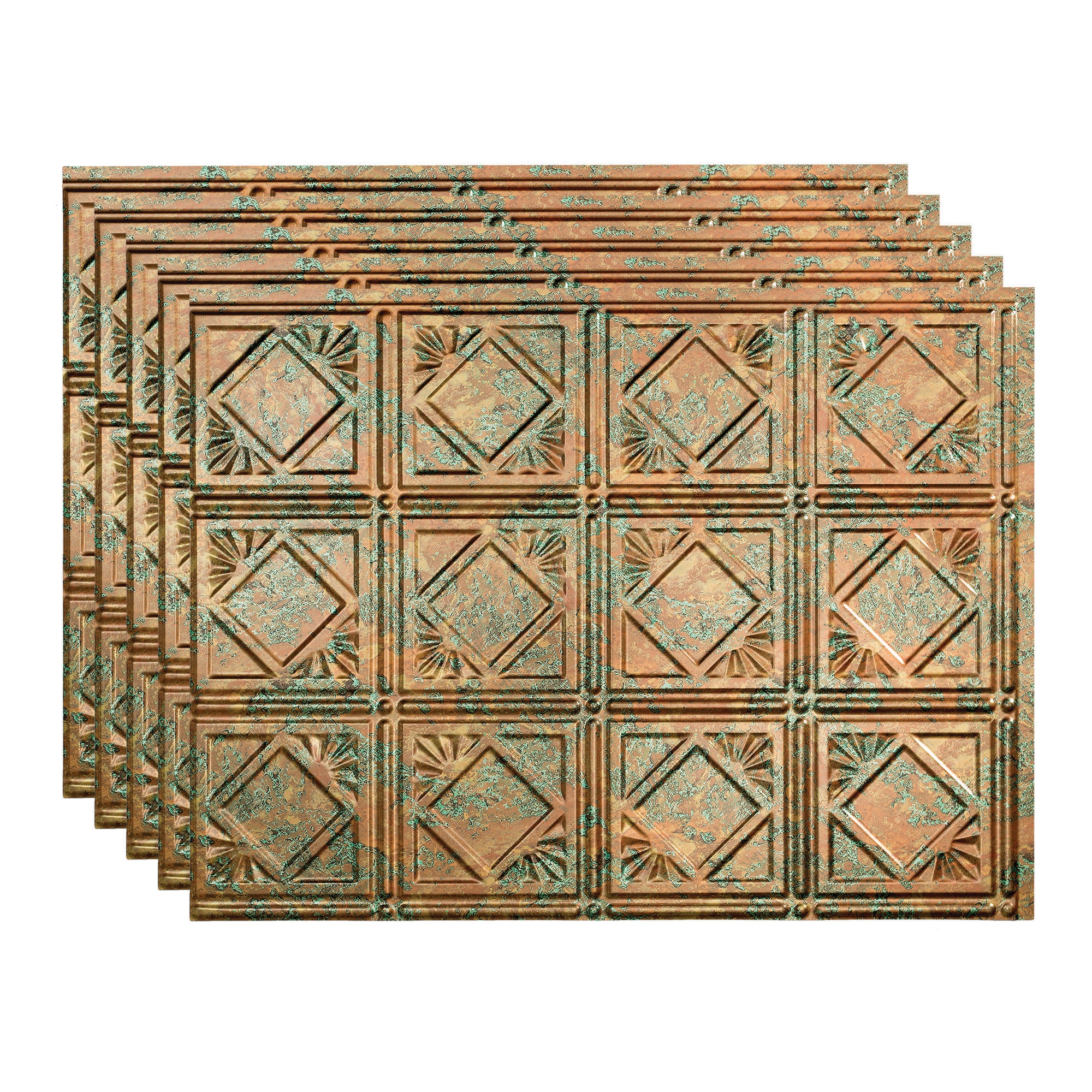 Fasade PB5111 Traditional 4 18.25-in x 24.25-in Vinyl Copper Fantasy Backsplash Panels 5.0 -Pack
