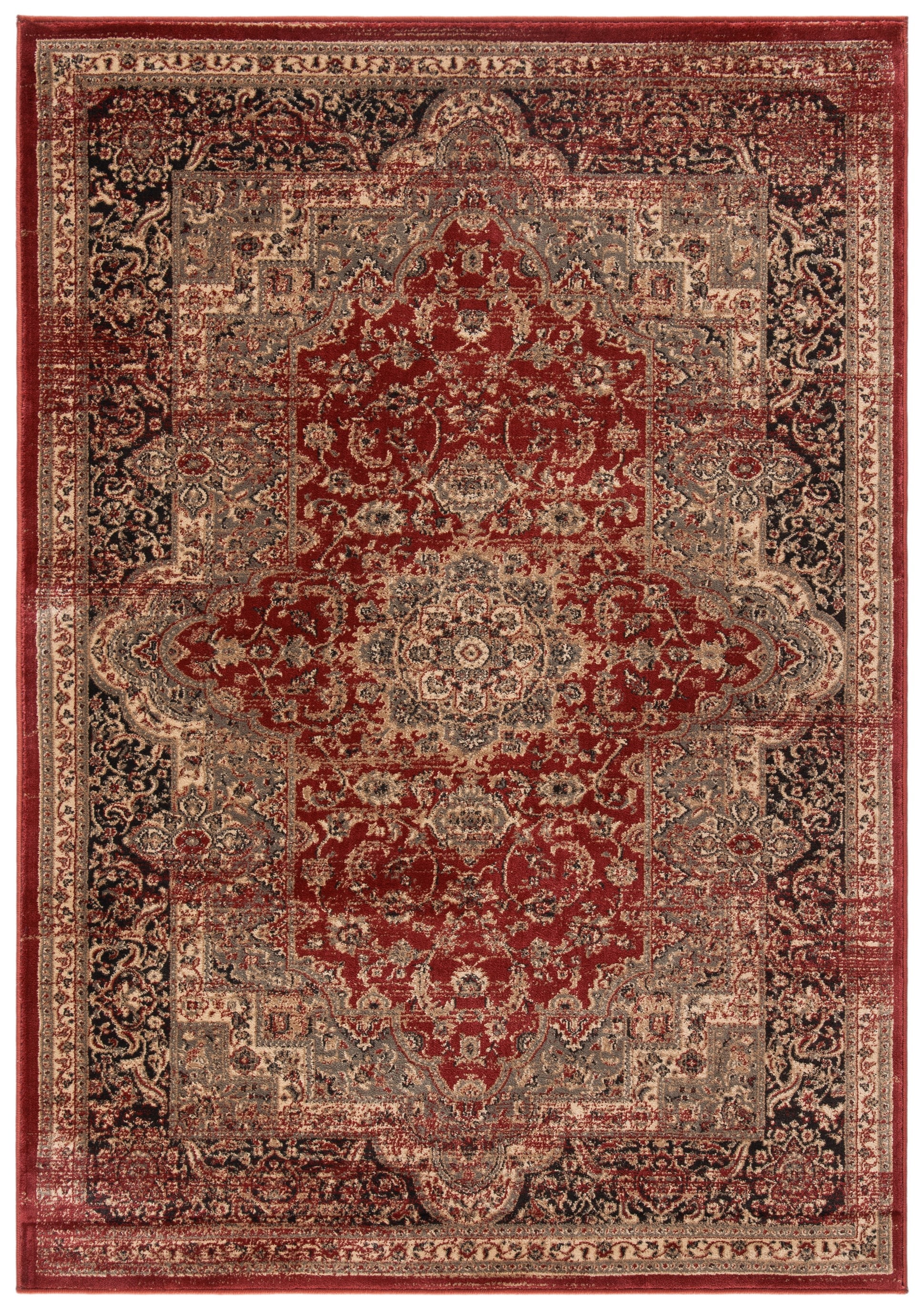 Elysian Rust Black Hand-Knotted Wool Blend 47" Round Rug