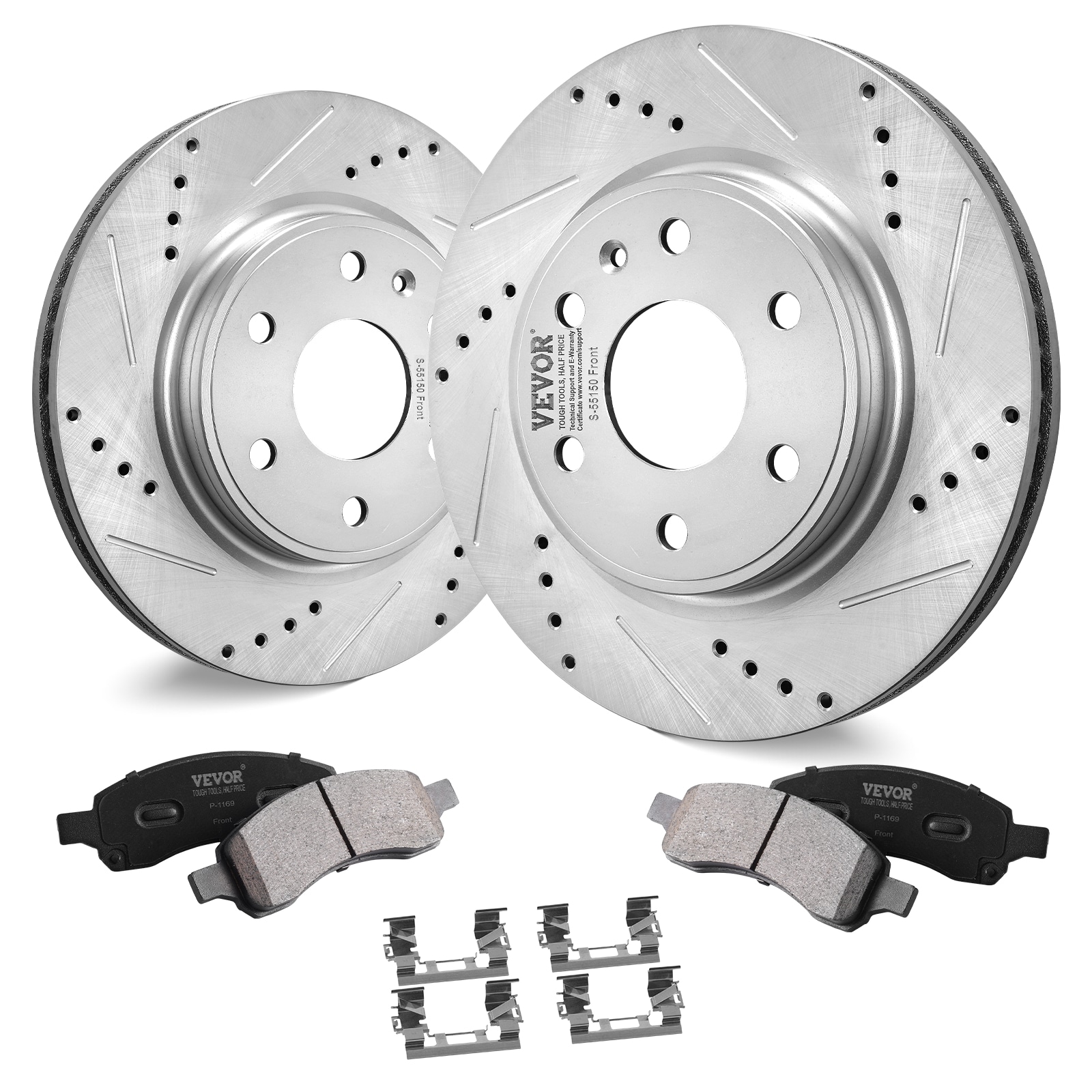 VEVOR QCCCPTZTRAVEMZKYOV0 Front Brake Kit Compatible with 2007-2017 Chevy Traverse, Buick Enclave, GMC Acadia, Saturn Outlook, Drilled and Slotted Brake Rotors Ceramic Brake Pads Replacement Kit, 12.8 Front Rotors