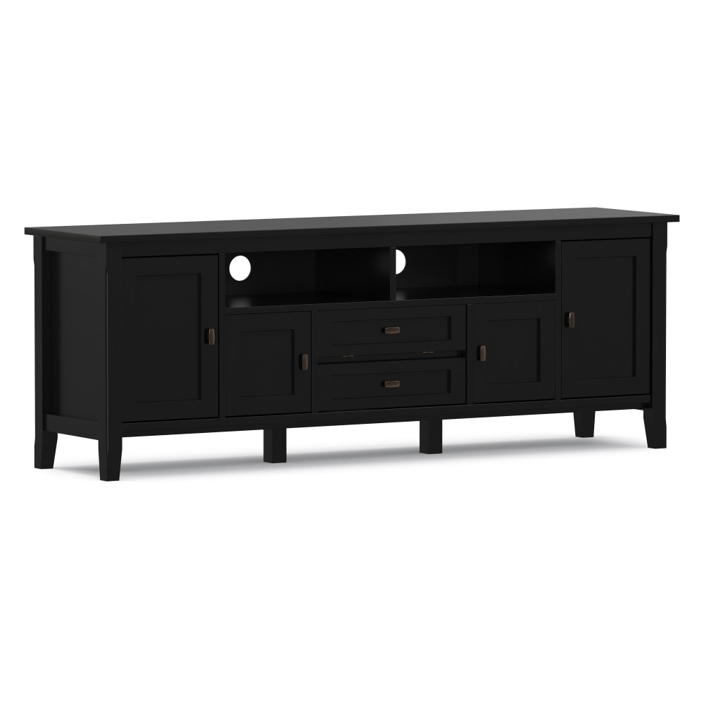 Simpli Home - Warm Shaker Transitional Black 72-in W TV stand ( Accommodates TVs up to 80-in )