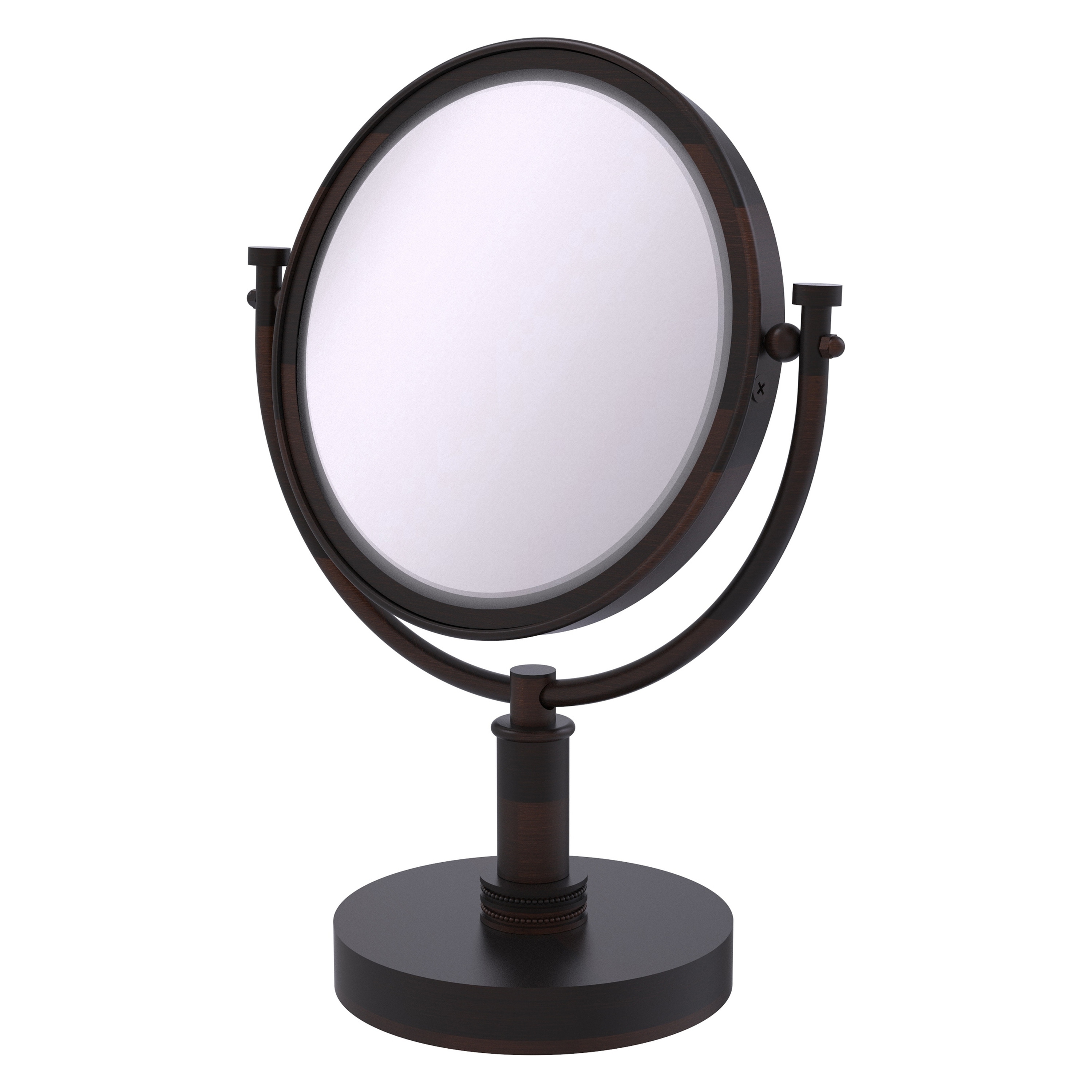 8-in x 15-in Distressed White Double-sided 5X Magnifying Countertop Vanity Mirror | - Allied Brass DM-4D/4X-VB