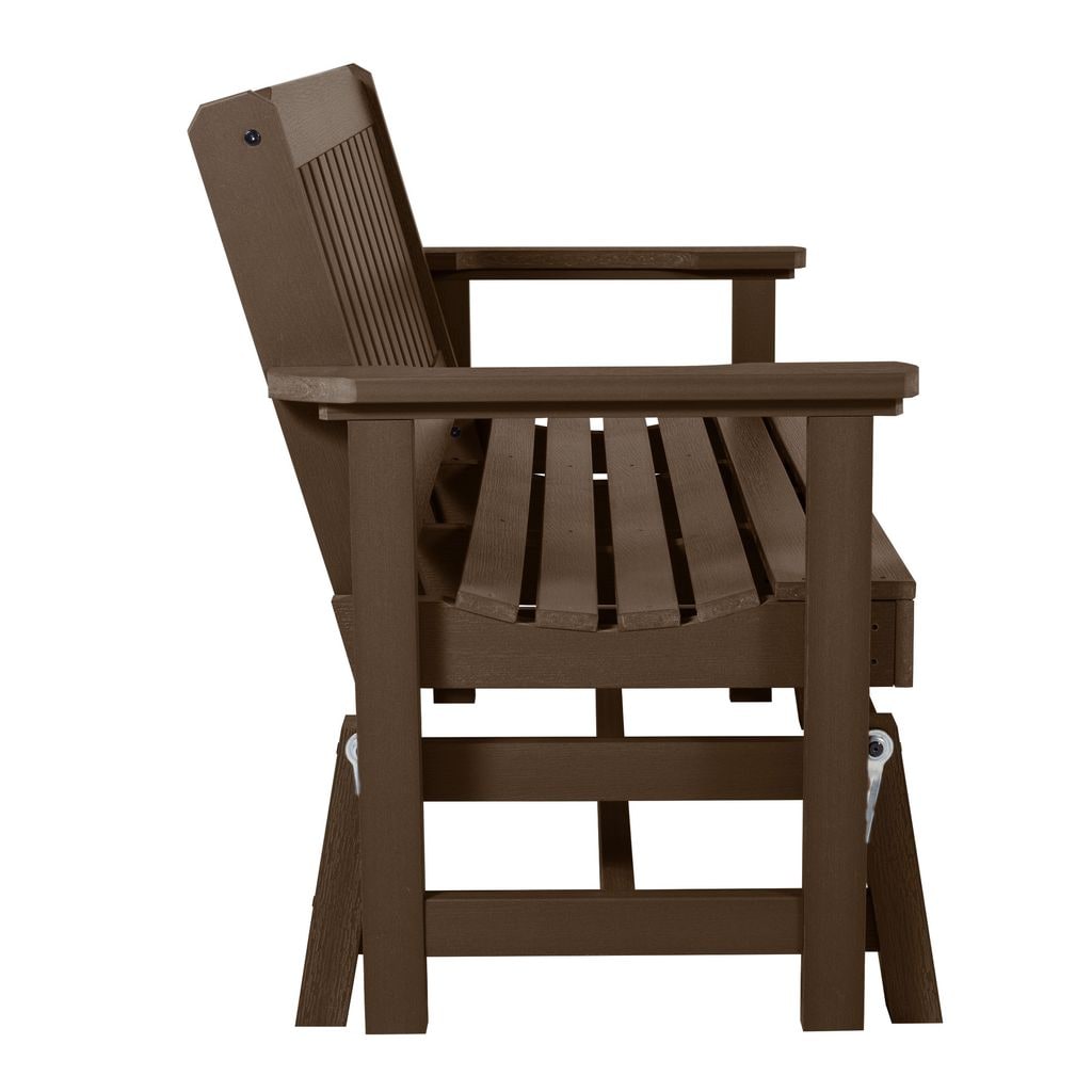 Weathered Acorn Poly Lumber Outdoor Glider Bench