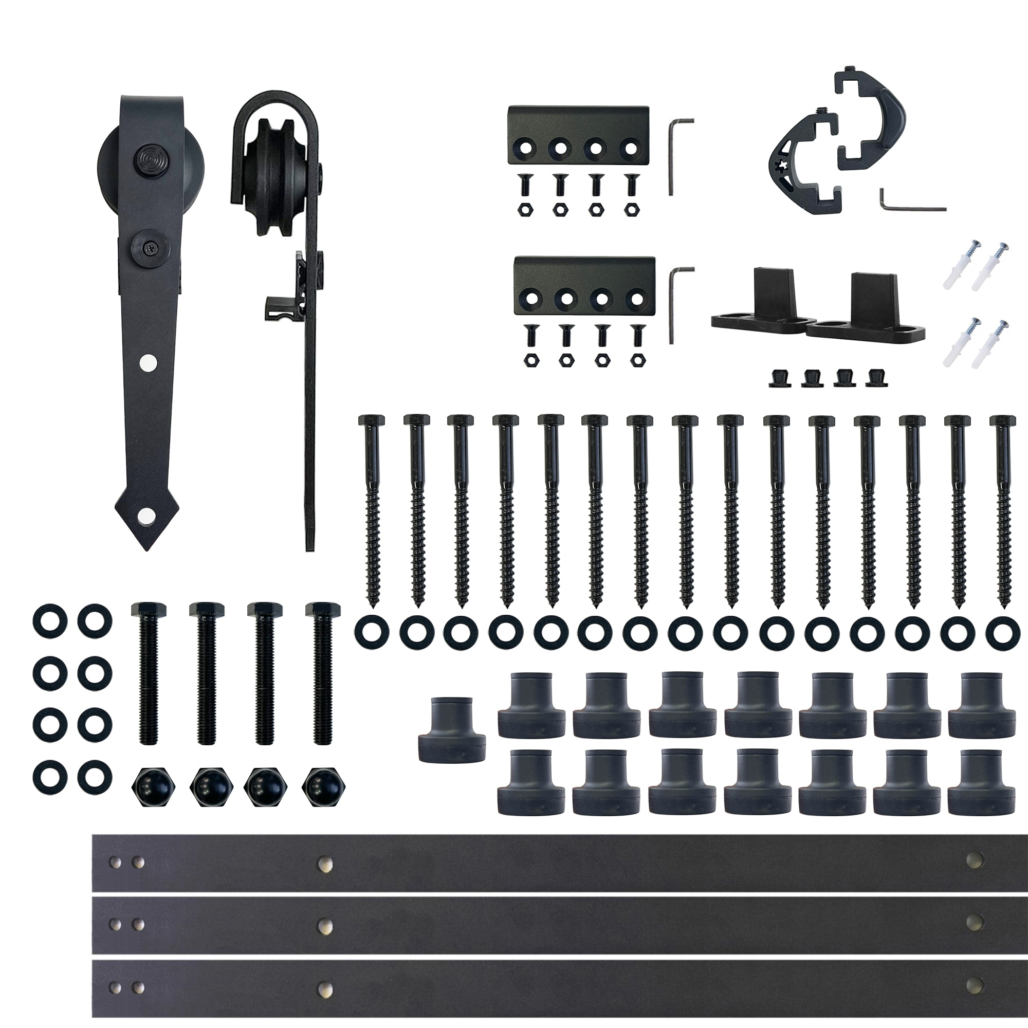 HOMACER JT1TGH216C 216-in Rustic black Black Indoor Arrow Single Barn door hardware kit