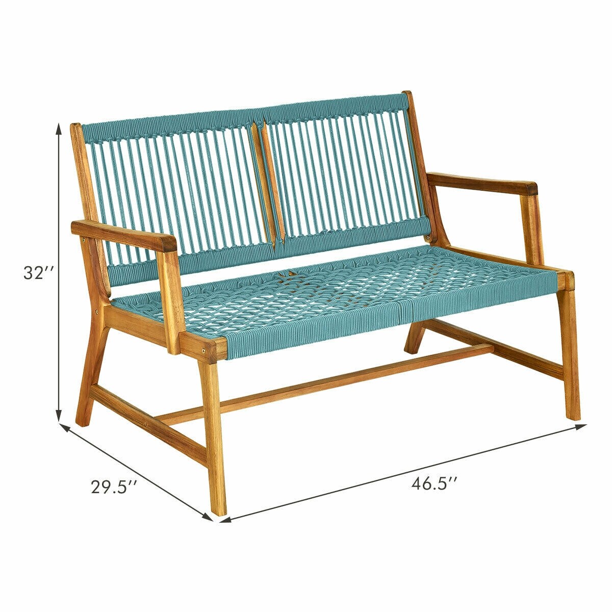 turquoise outdoor bench