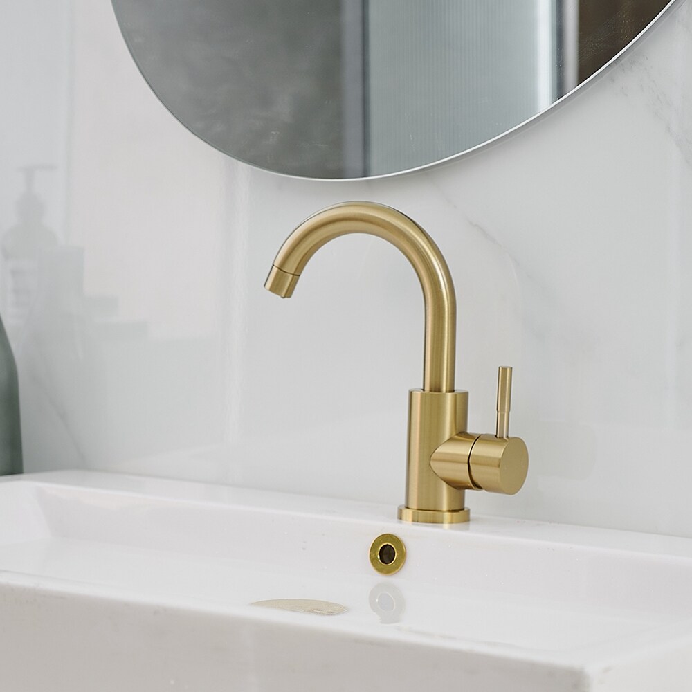 BWE Brushed Gold Single Handle Kitchen Faucet In The Kitchen Faucets ...