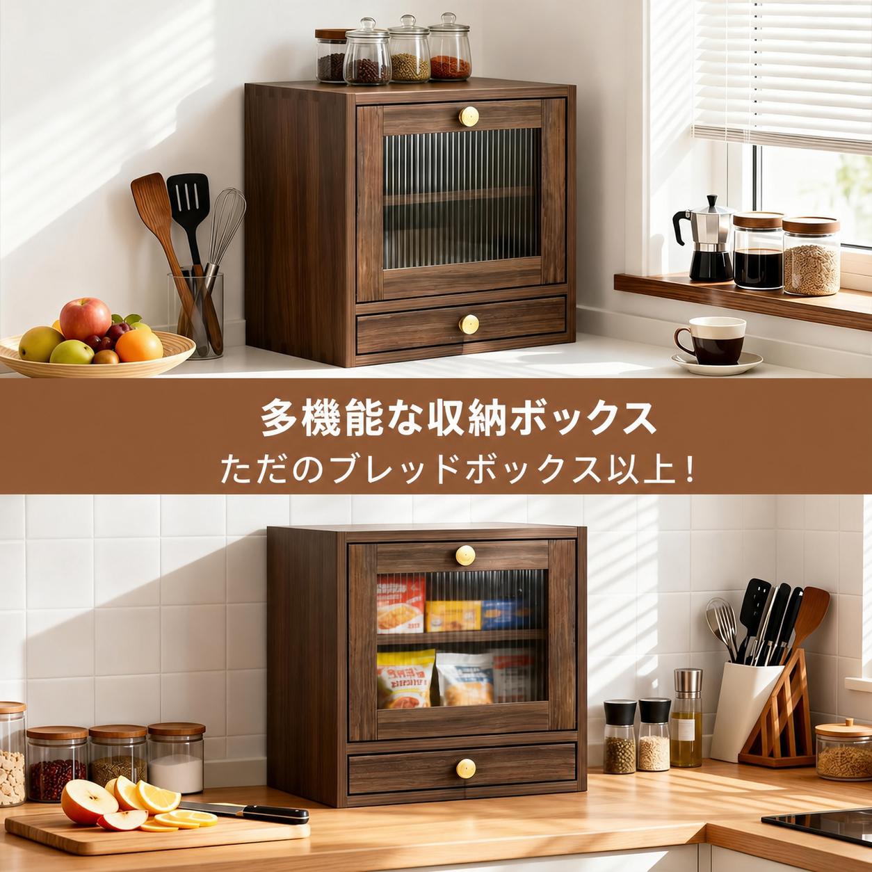 Garvee Bread Box for Kitchen Countertop Wooden Bread Storage Container ...
