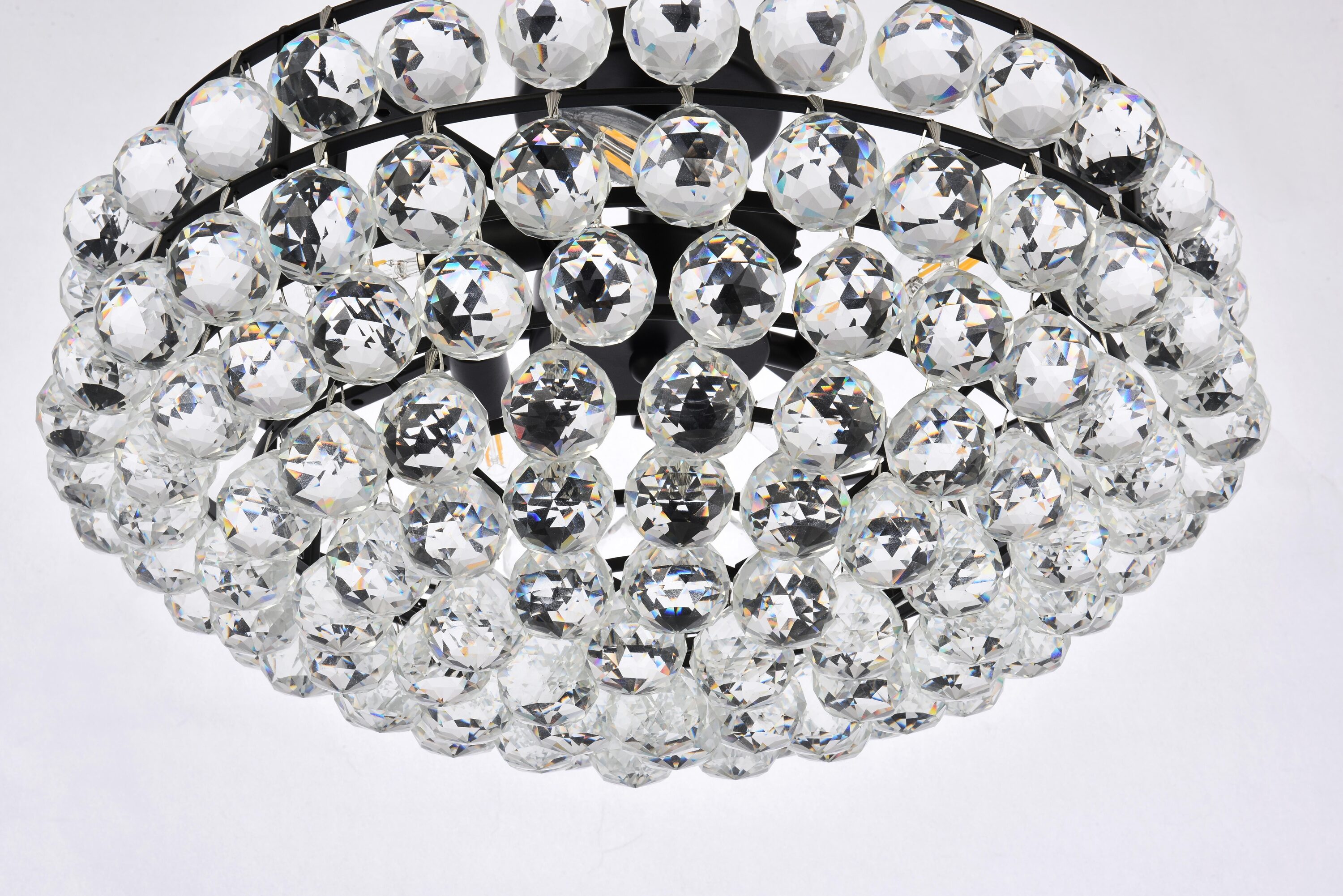 Savannah 20" Black Iron Flush Mount with Clear Crystal Trim