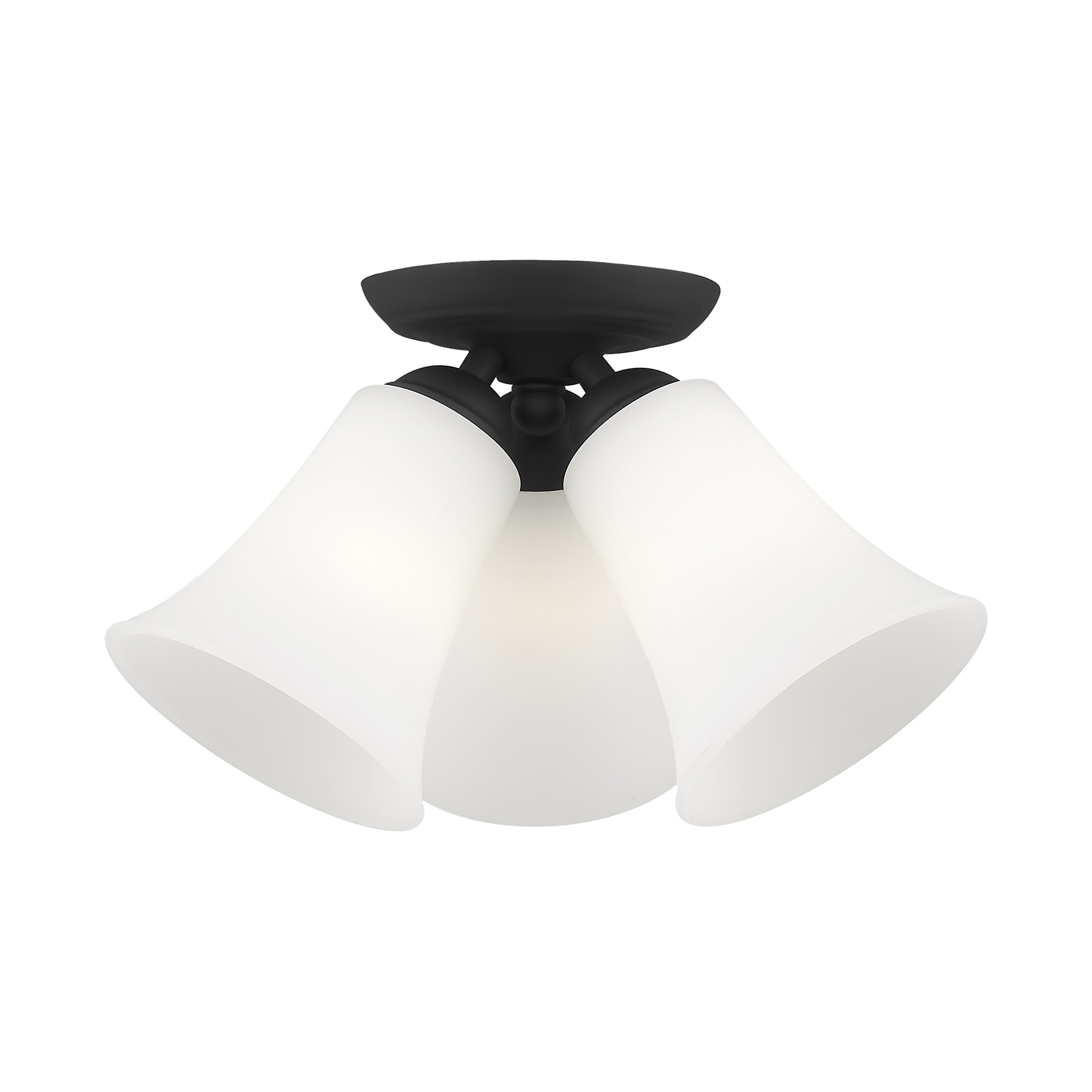 Ridgedale Satin Opal 3-Light Black Flush Mount Ceiling Fixture