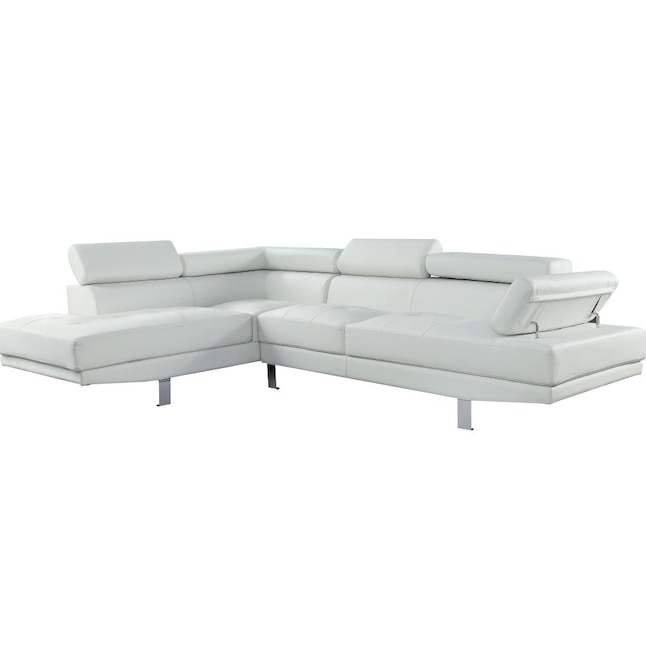 Acme Furniture Connor Modern Cream Pu, White Faux Leather Sectional Sofa