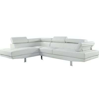 Acme Furniture Connor Modern Cream Pu, Sectional White Leather Sofa Couch