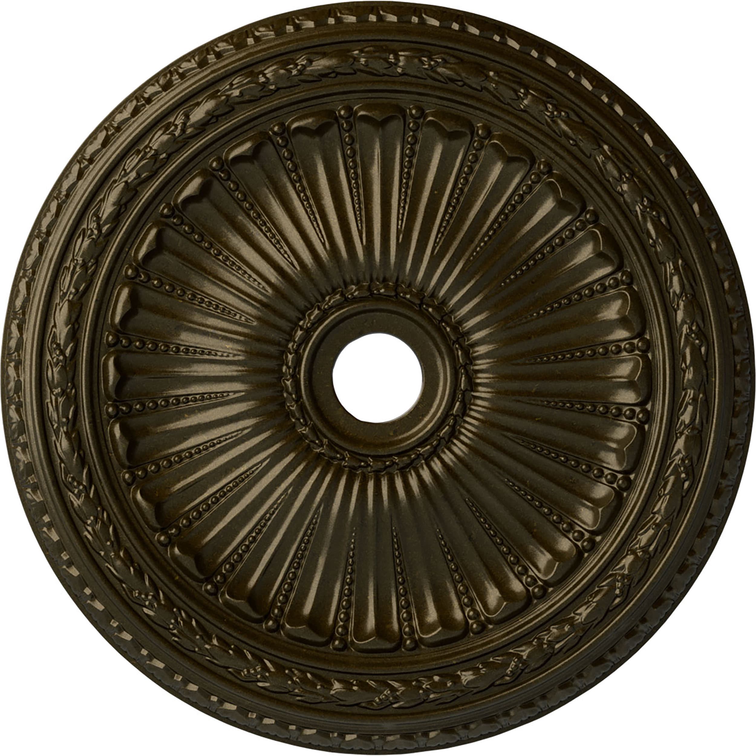 Ekena Millwork CM35VIGGS Viceroy 35.125-in W x 35.125-in L Painted Green Gold Polyurethane Whole Ceiling Medallion