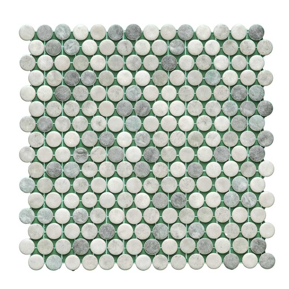 The Tile Life SPENNBLISGN Sample- Eterna Penny Shabby Green 4-in x 4-in Matte Glass Floor and Wall Tile