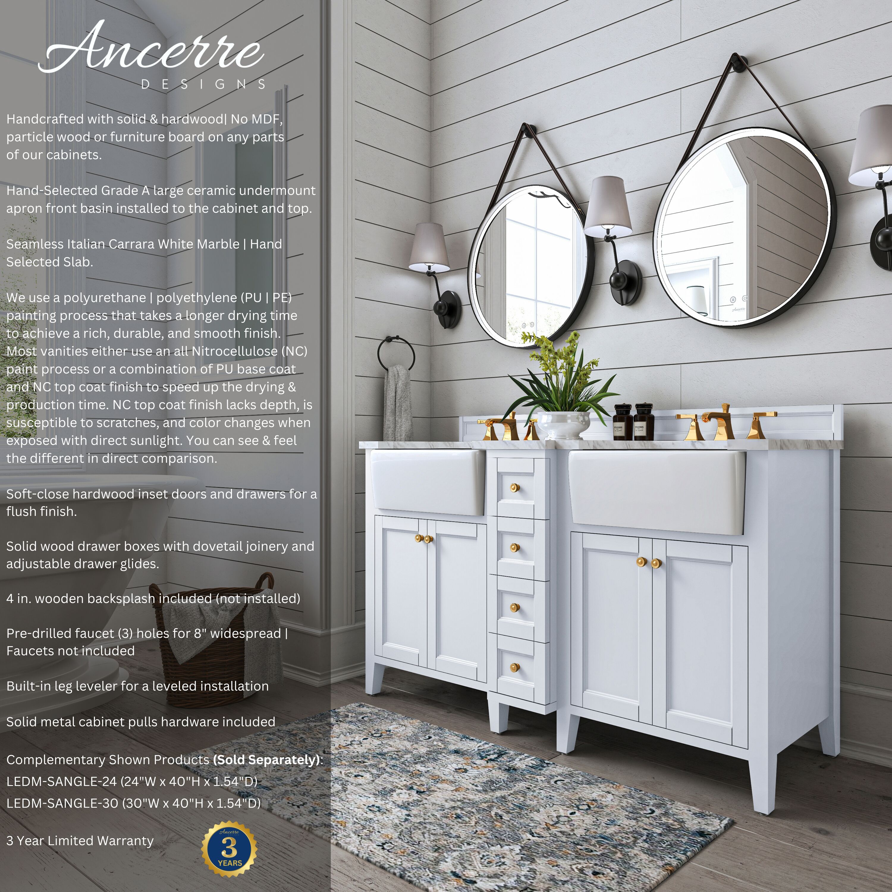 Ancerre Designs VTSADELINE60WCWGD Bath-Vanity-Combo - View #2