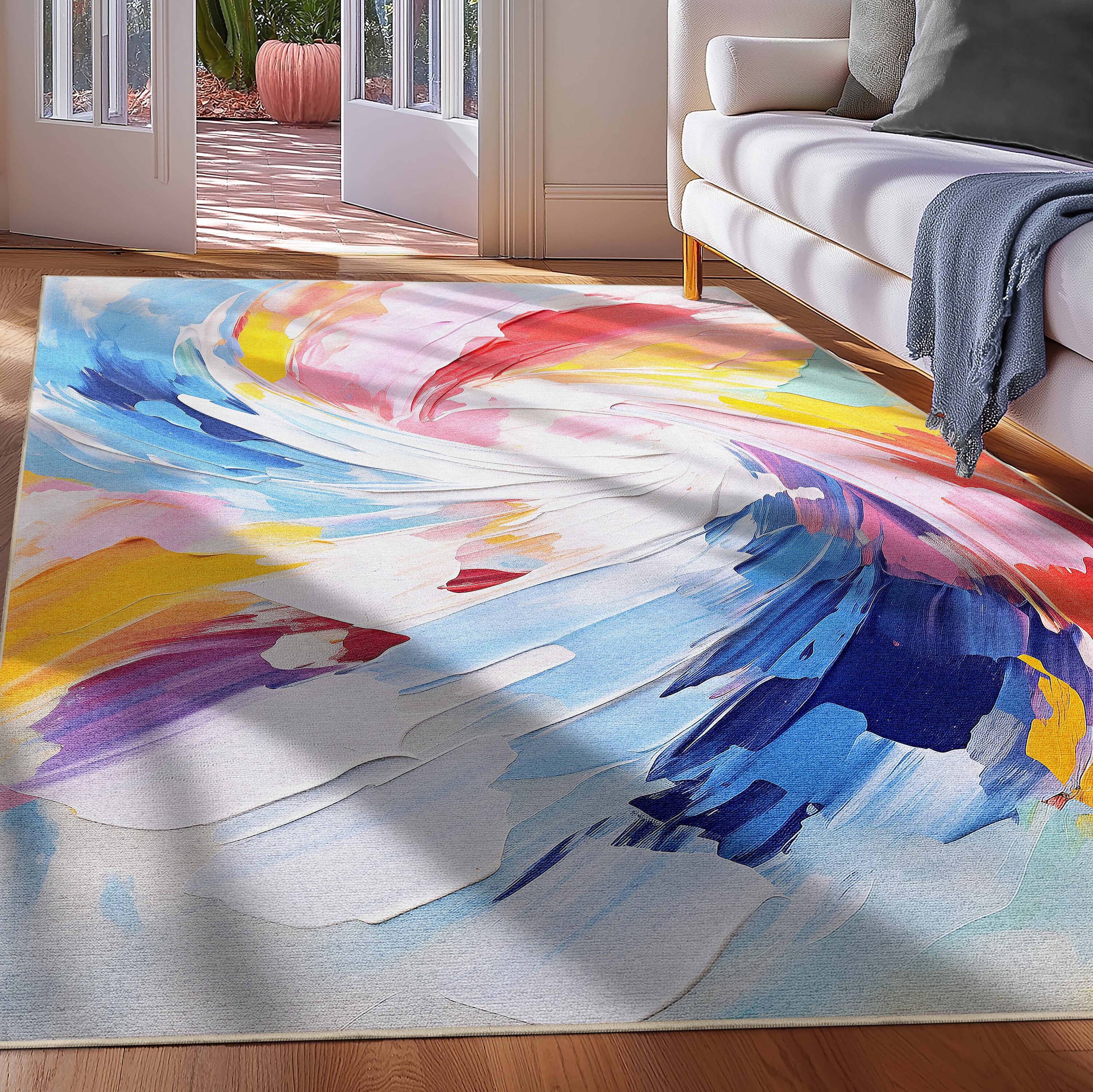 Well Woven W-AID-07A-5 Apollo 5 x 7 (ft) Polyester Multi Rectangular Indoor Abstract Mid-Century Modern Area rug