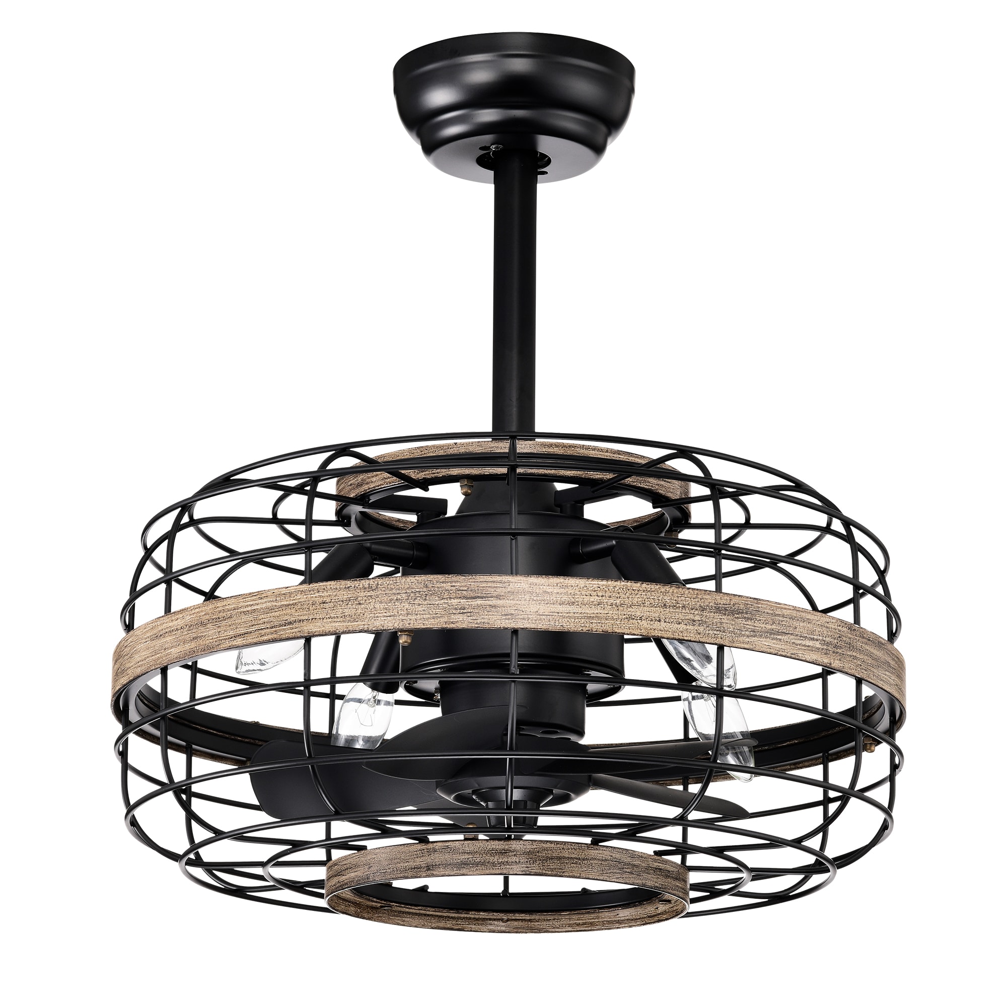 LTMATE LSY22BAC2004R-BW JAZAVA 17.87-in Black with Matte Blades Cage Ceiling Fan and Remote ( 5 -Blade )