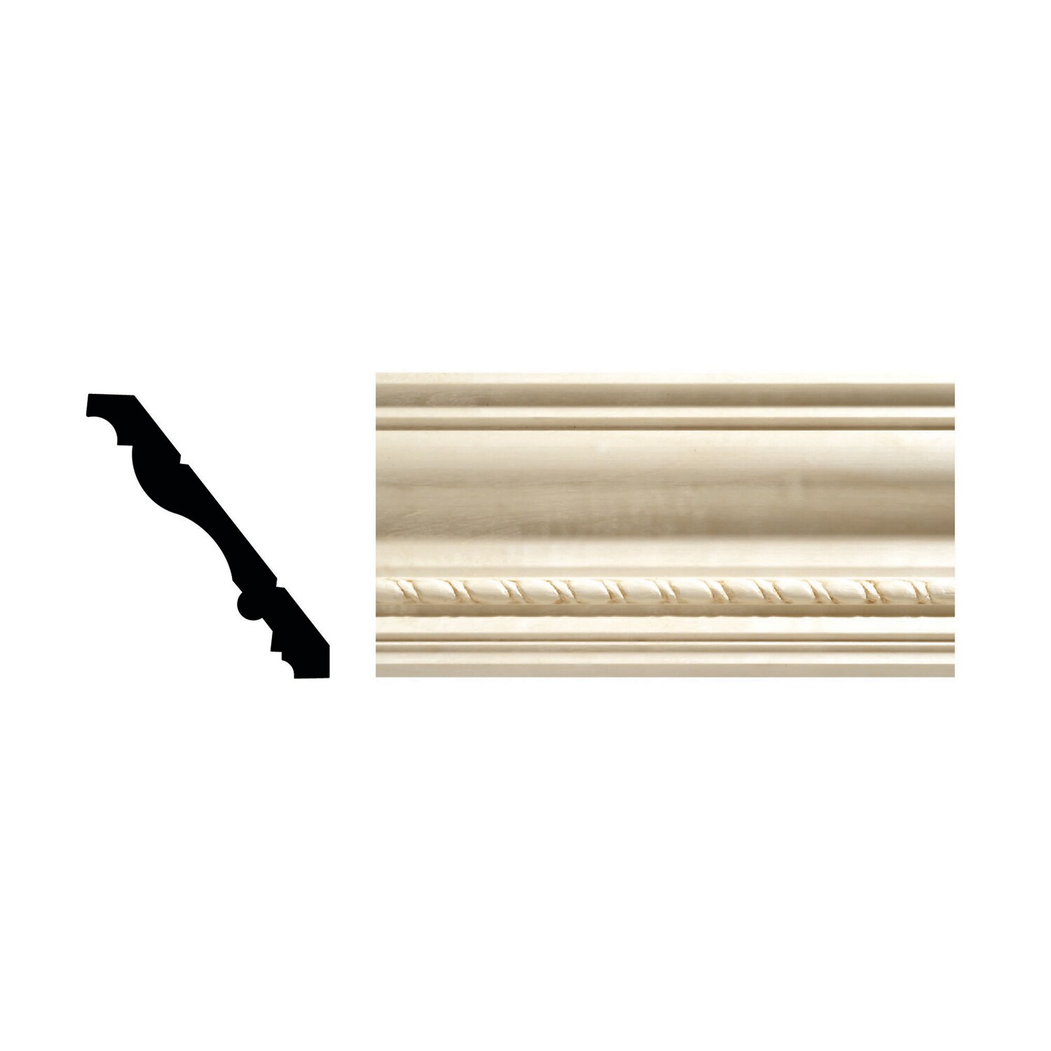 Ornamental Mouldings 3-3/4-in x 8-ft White hardwood Unfinished Wood Rope 1631A Crown Moulding