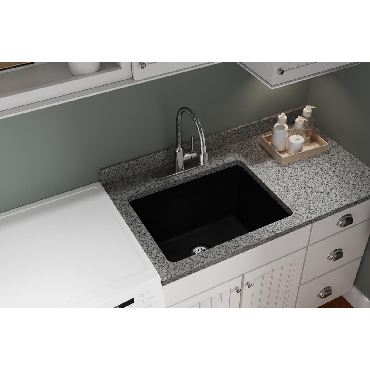 Elkay ELGU251912PDBK0 Quartz Classic Undermount 25.0-in x 18.5-in Quartz Single bowl Kitchen Sink