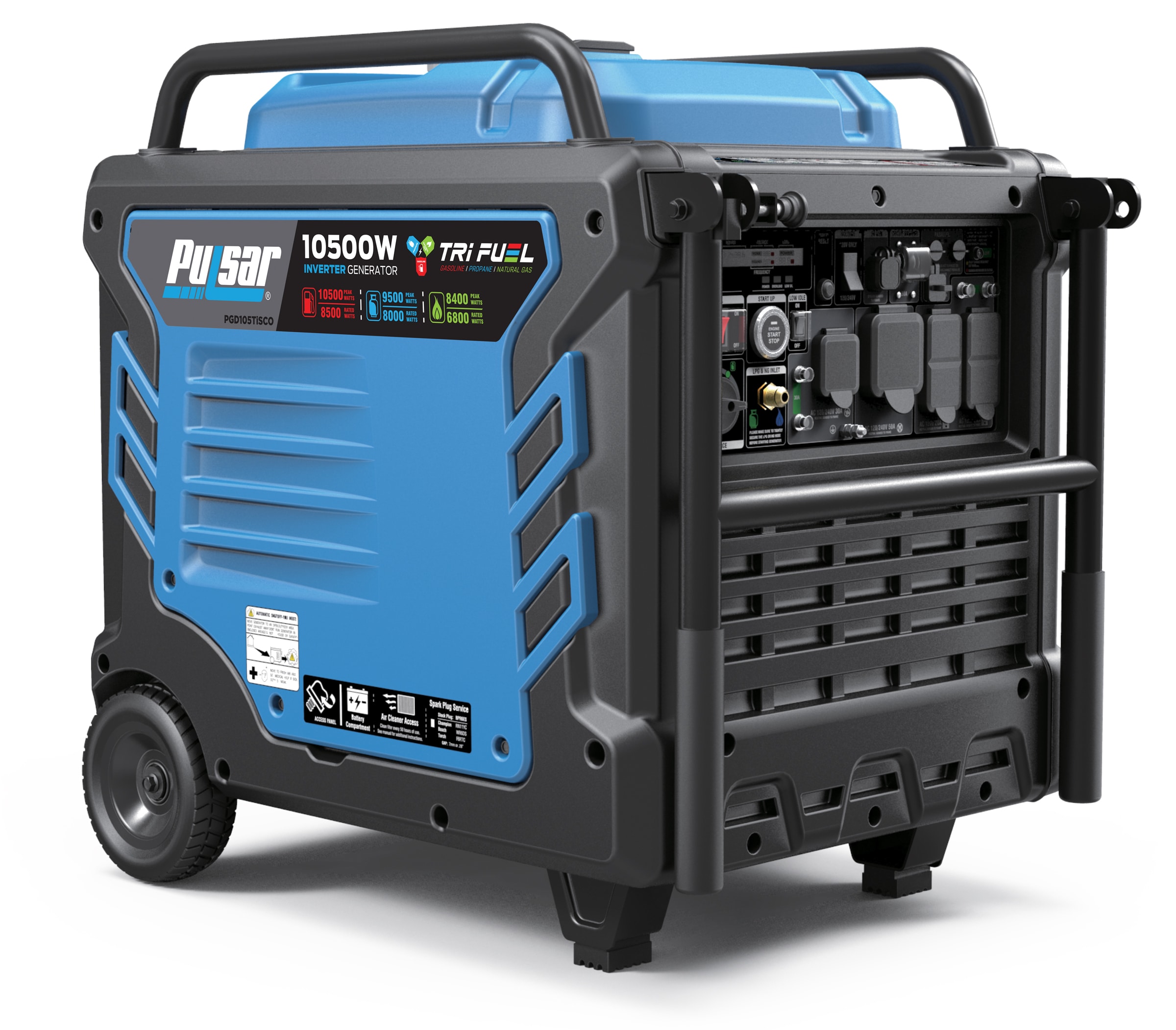 Pulsar Products Tri-Fuel (Gasoline/Propane/Natural Gas) 10500-Watt Tri Fuel  Inverter Generator in the Inverter Generators department at