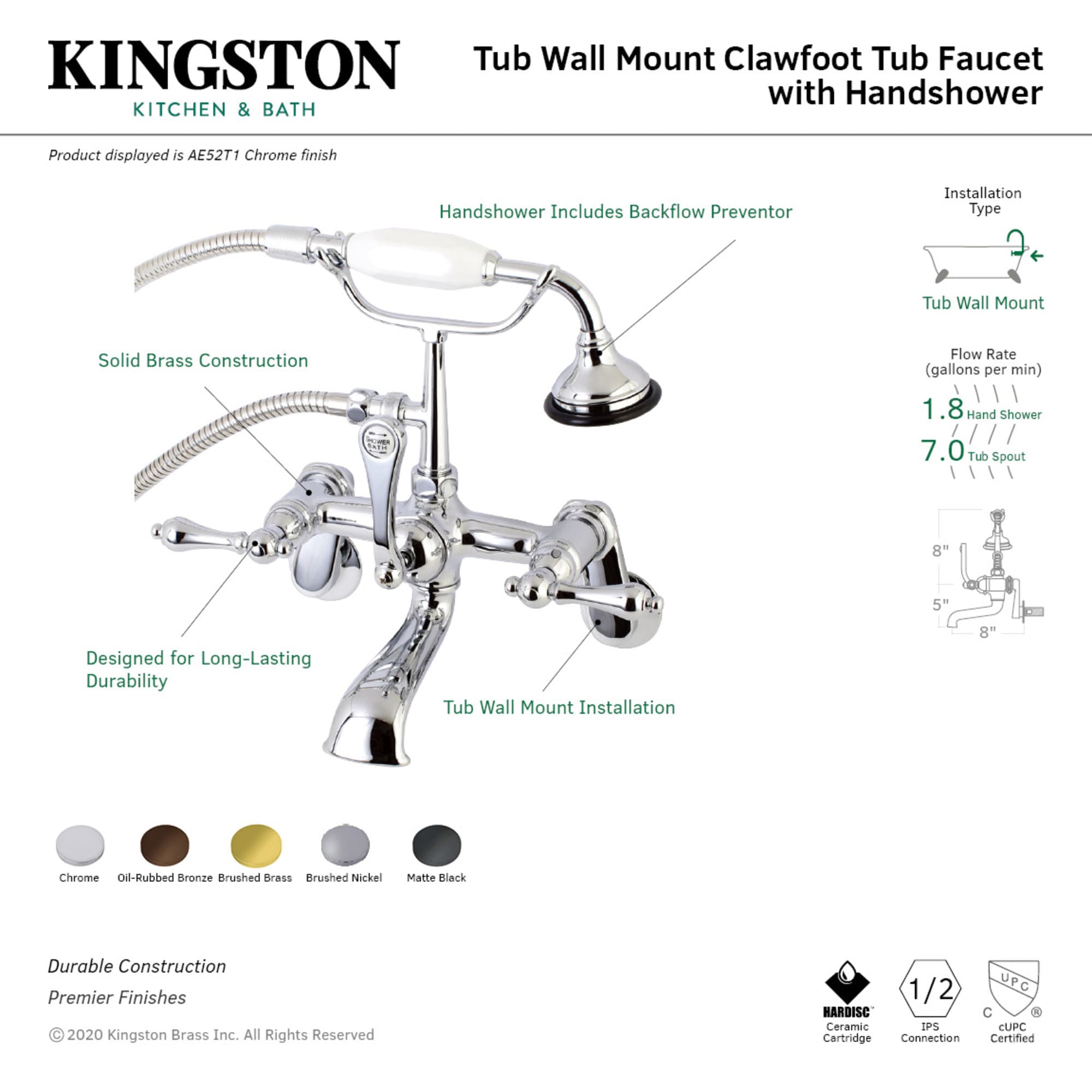 Kingston Brass WLAE51T5 Roman-Tub-Faucets - View #3