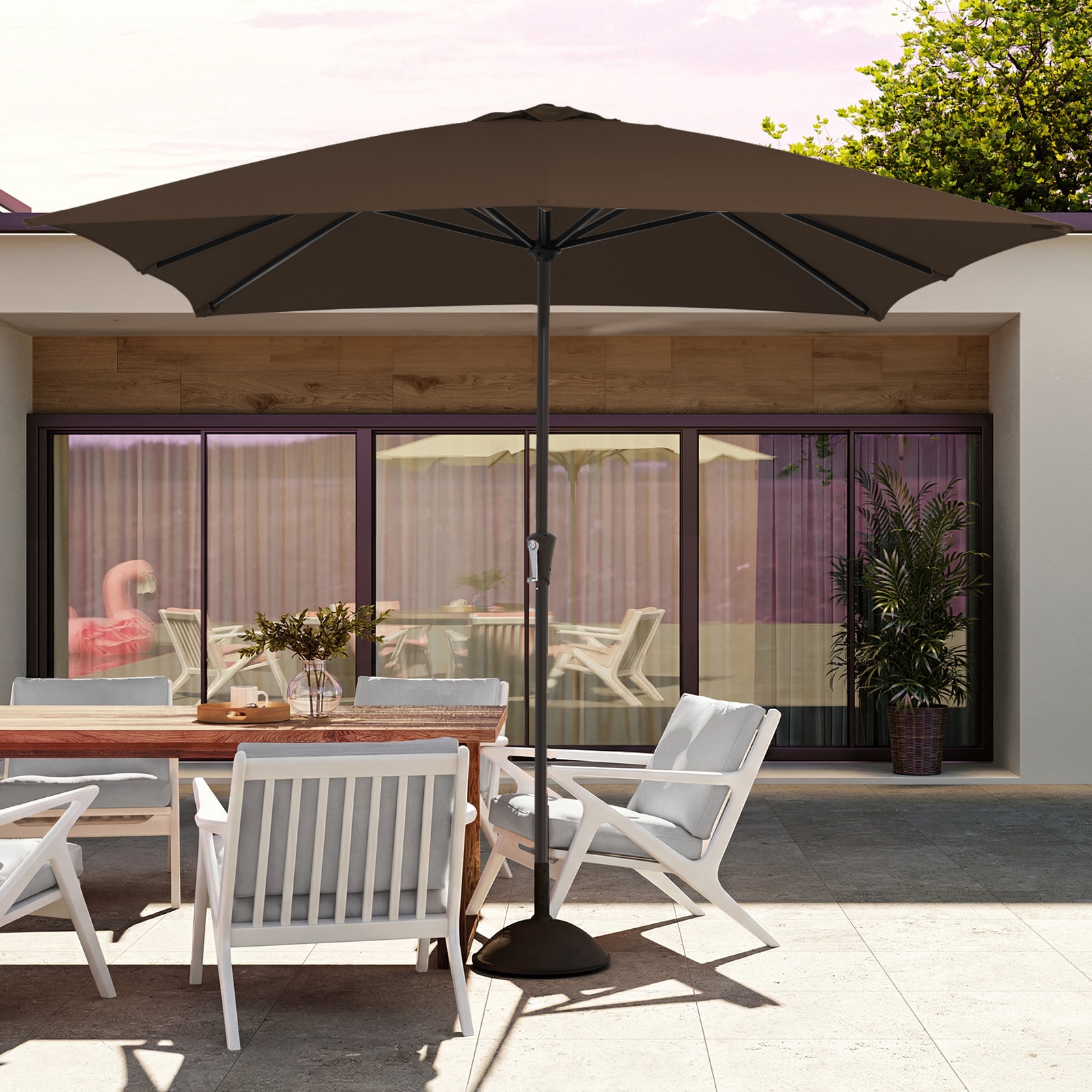 JEAREY 8x10 FT Dark Brown Rectangular Outdoor Market Patio Umbrella for