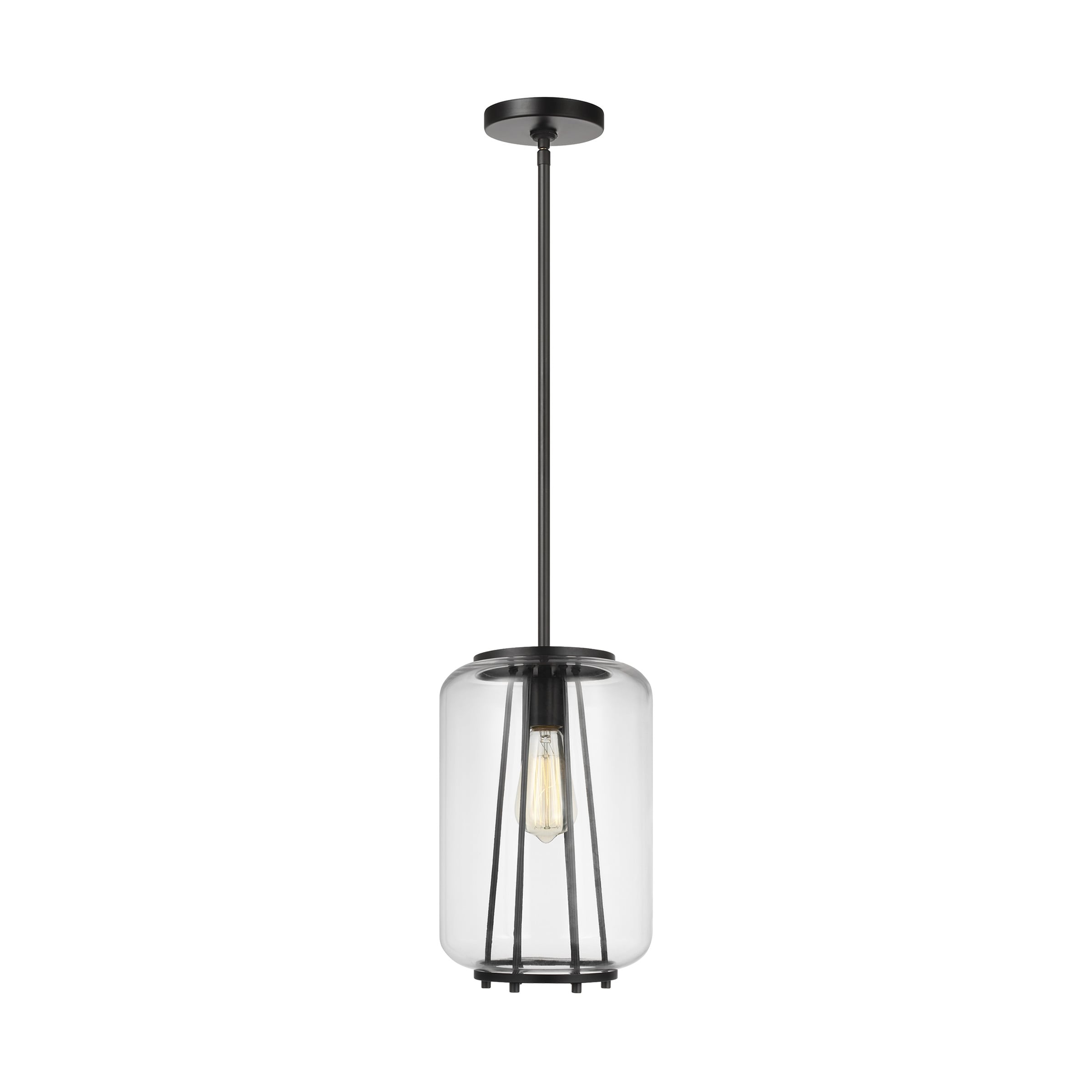Rosie Midnight Black Steel Pendant with Clear Glass Shade