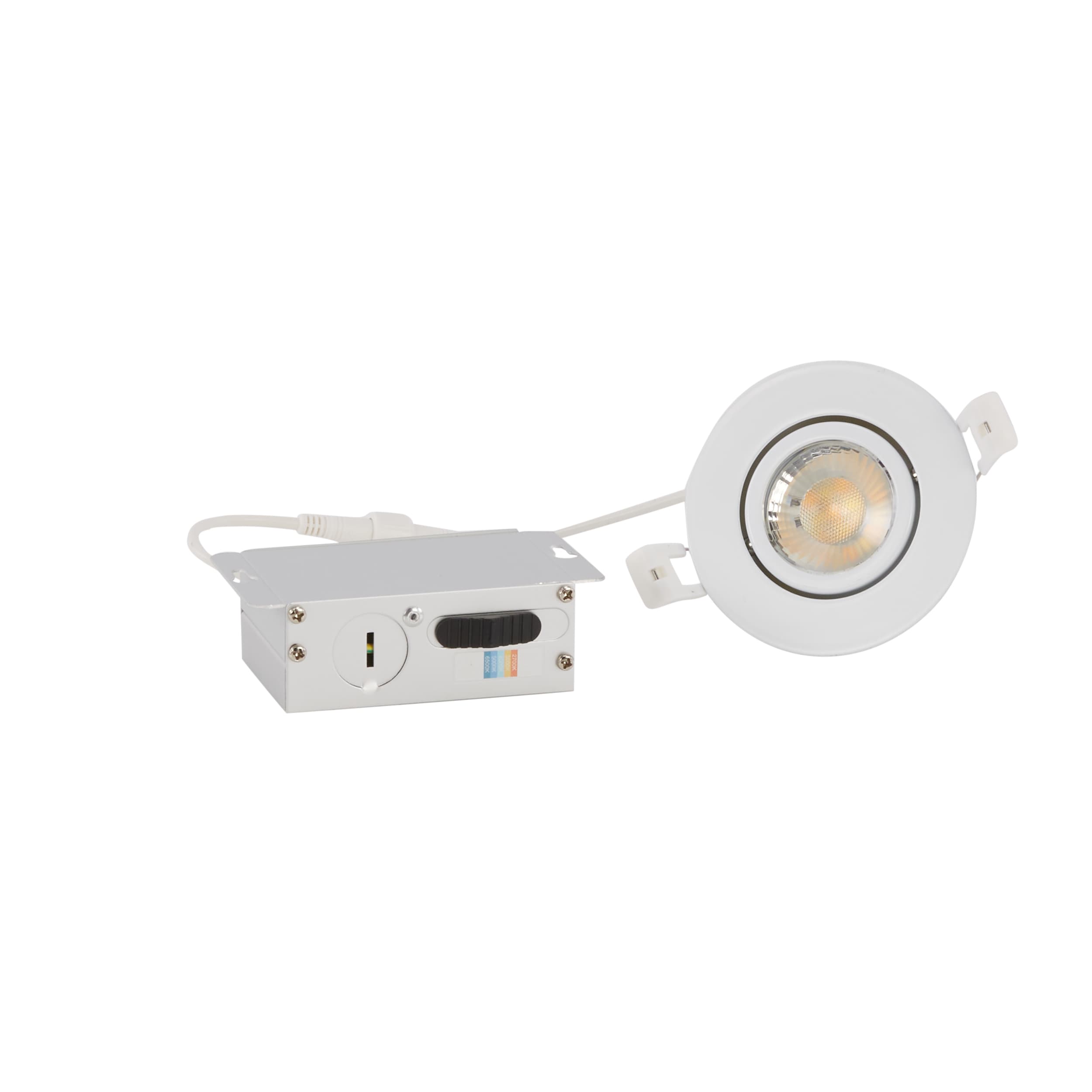 Utilitech Gimbal Color Choice White 3-in 500-Lumen Switchable White Round Dimmable  LED Canless Recessed Downlight In The Recessed Downlights Department At 