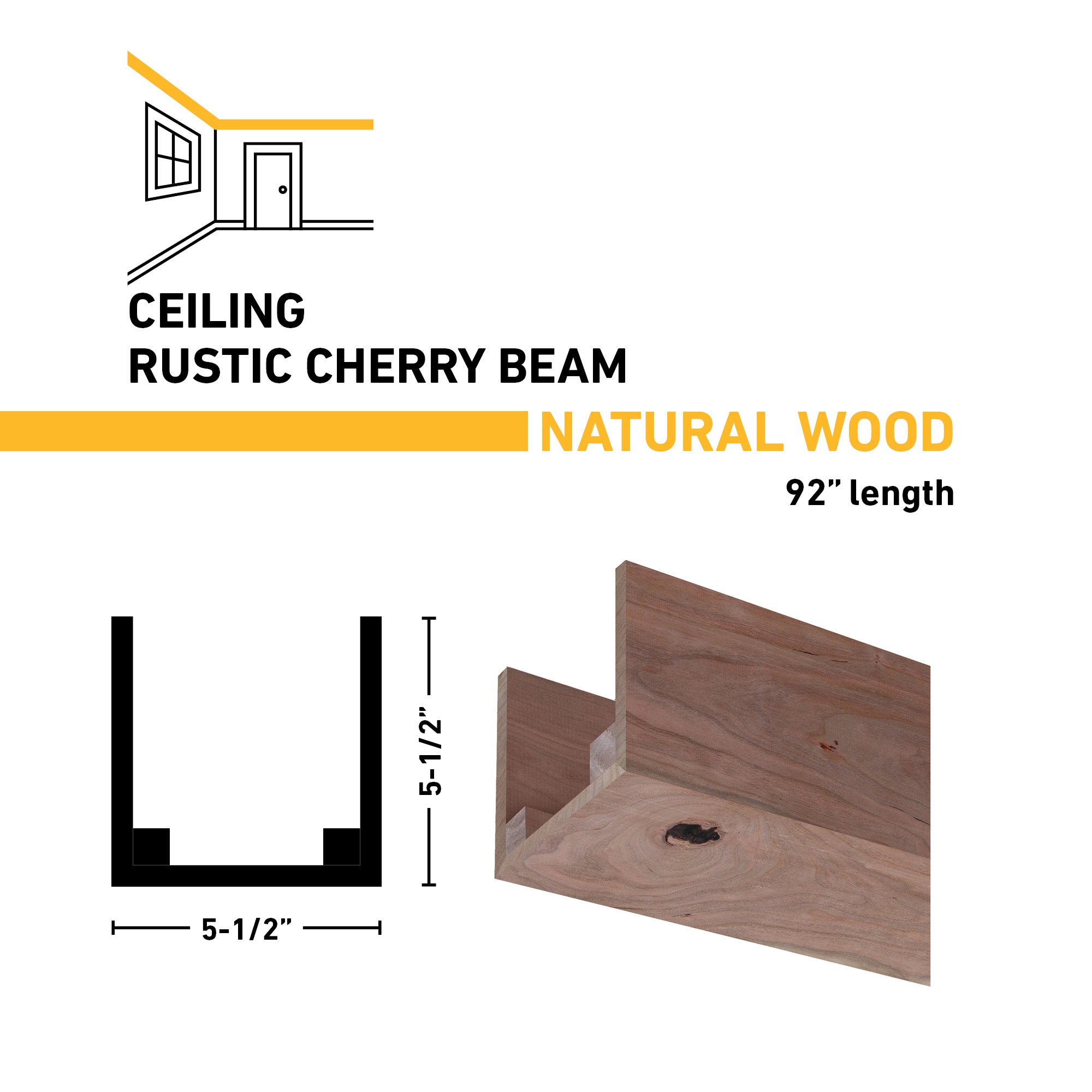 Ornamental Mouldings BEAMRUS01-92CHE5X5 Faux-Beams - View #3