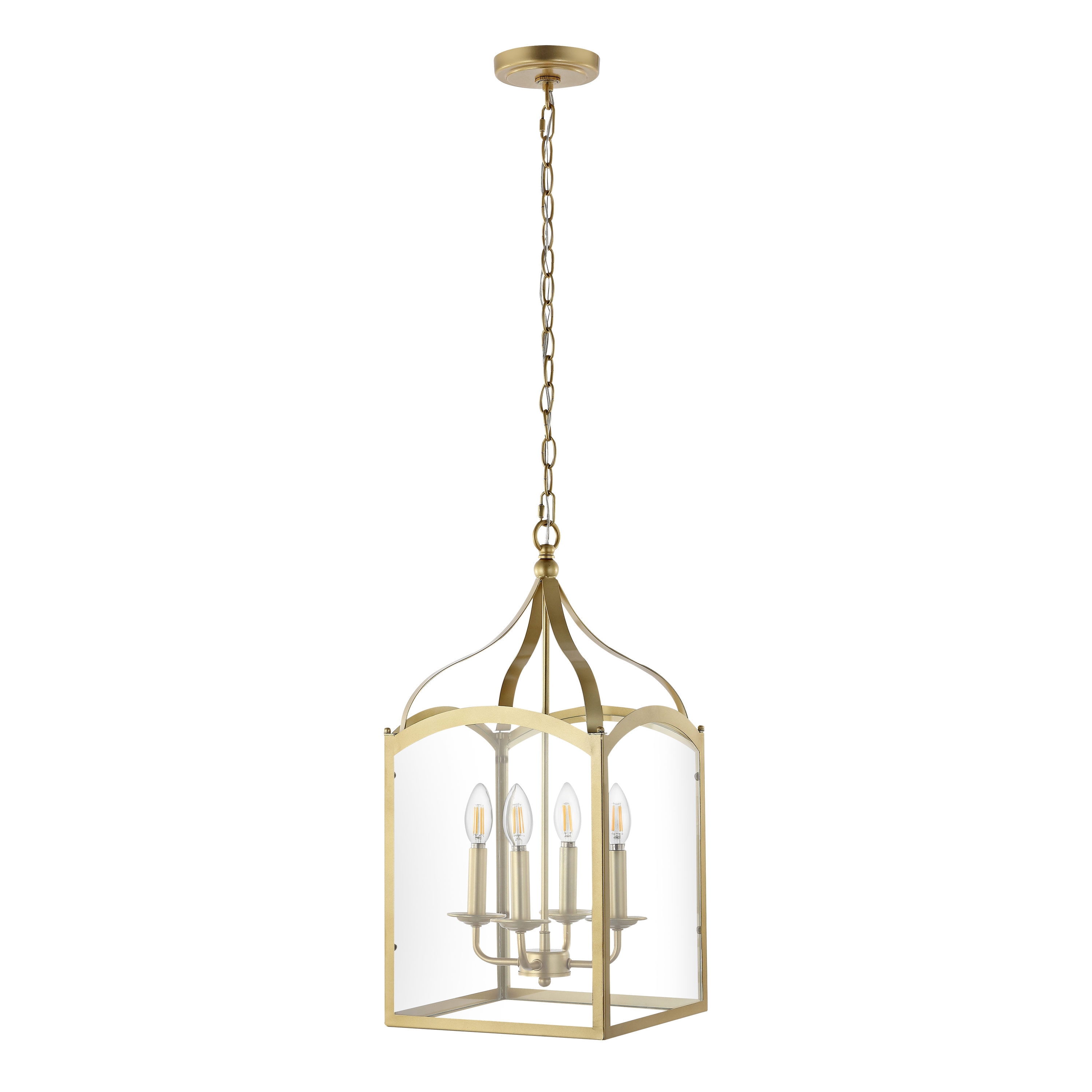 Ruth 11" Antique Gold Metal & Clear Glass LED Pendant Light