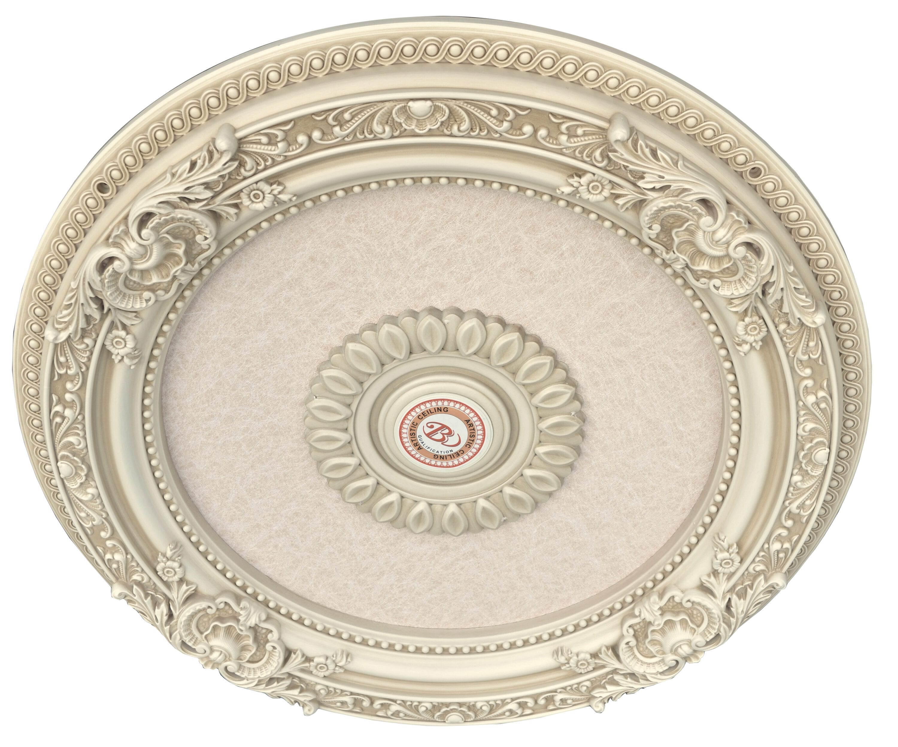 Cream Antique Polystyrene Round Ceiling Medallion, 24 Inches