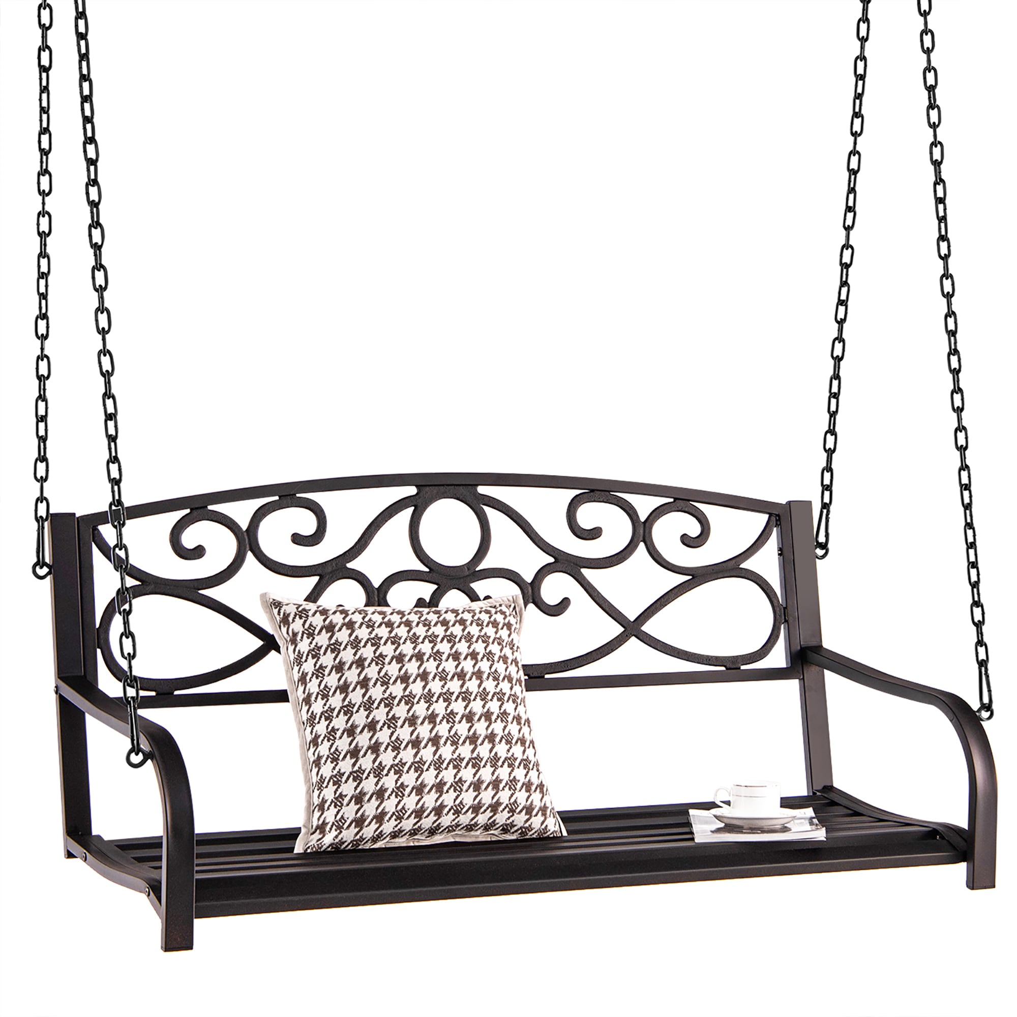 Goplus NP10185BN 50.5-Inches W x 21-Inches H Brown Steel Garden Bench