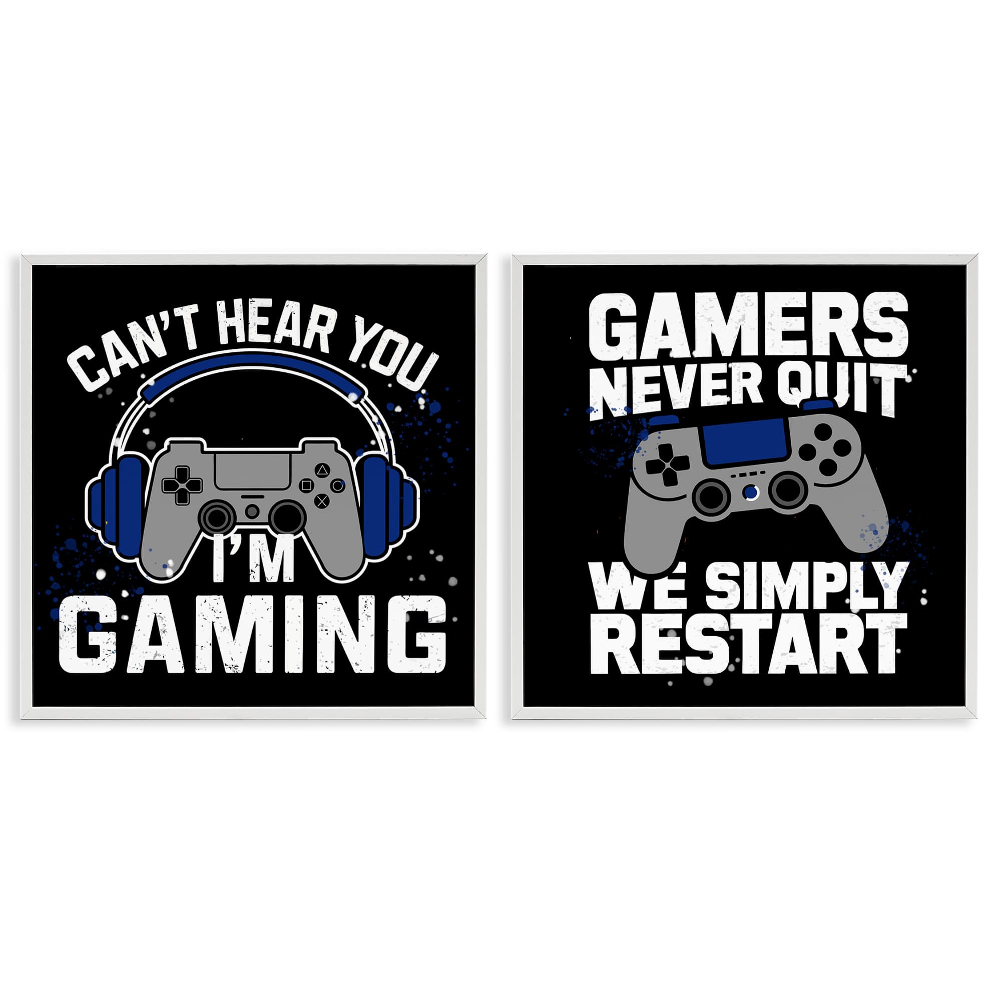 Stupell Industries B2-803-WFR-2PC-12X12 Hardcore Gamer Expressions 2 Piece White Framed Giclee Art Set By Kim Allen 12 x 12