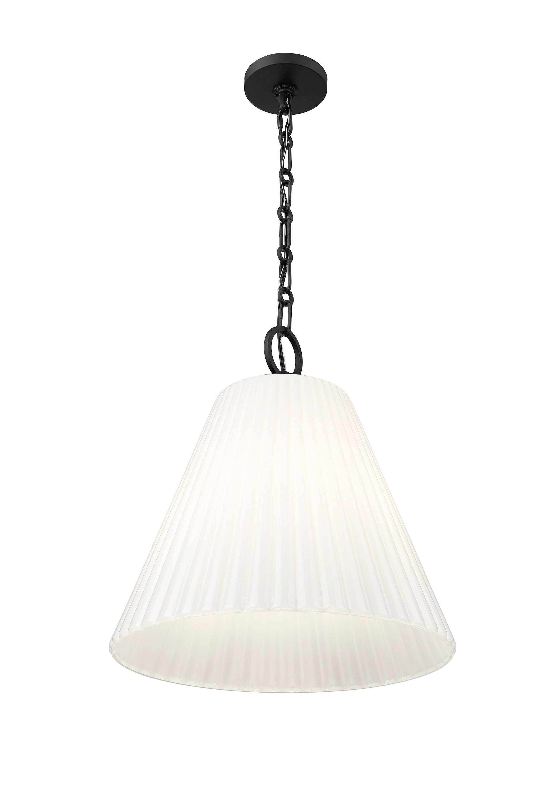 Matte Black 18" Modern Glass Pendant Light