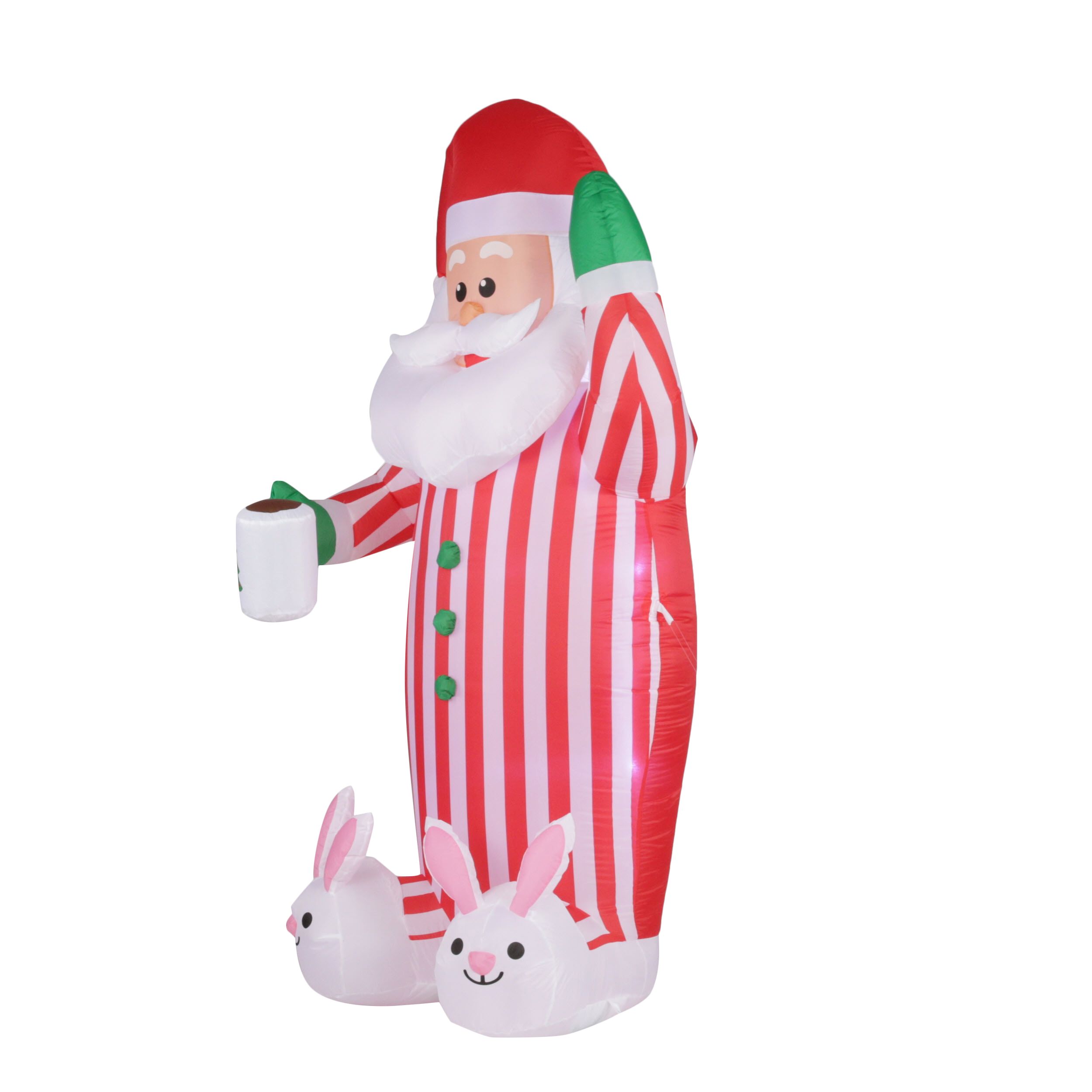 inflatable santa with bunny slippers