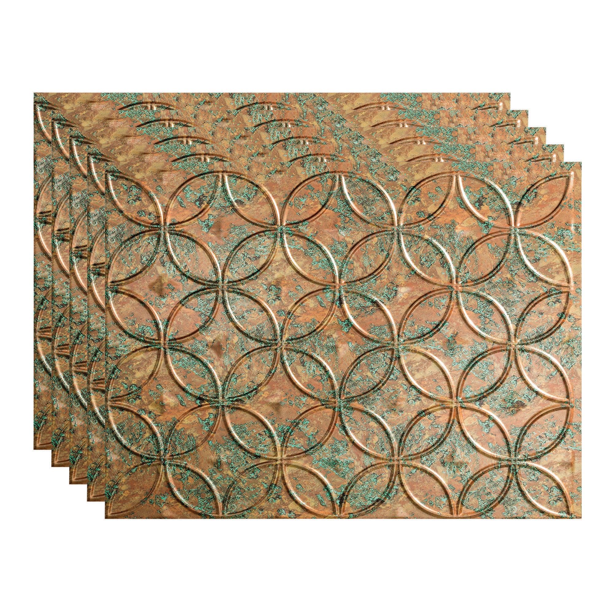 Fasade PB6111 Rings 18.25-in x 24.25-in Vinyl Copper Fantasy Backsplash Panels 5.0 -Pack