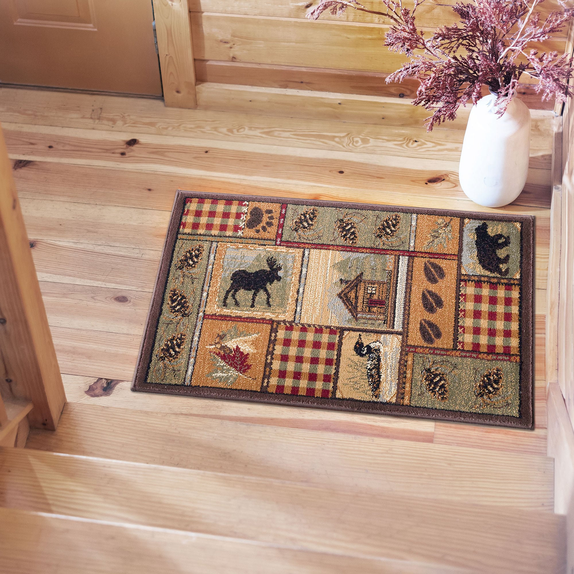 Tayse NTR6548 2X3 Nature 2 x 3 (ft) Loomed Polypropylene Multi Rectangular Indoor Animal print Lodge Throw rug