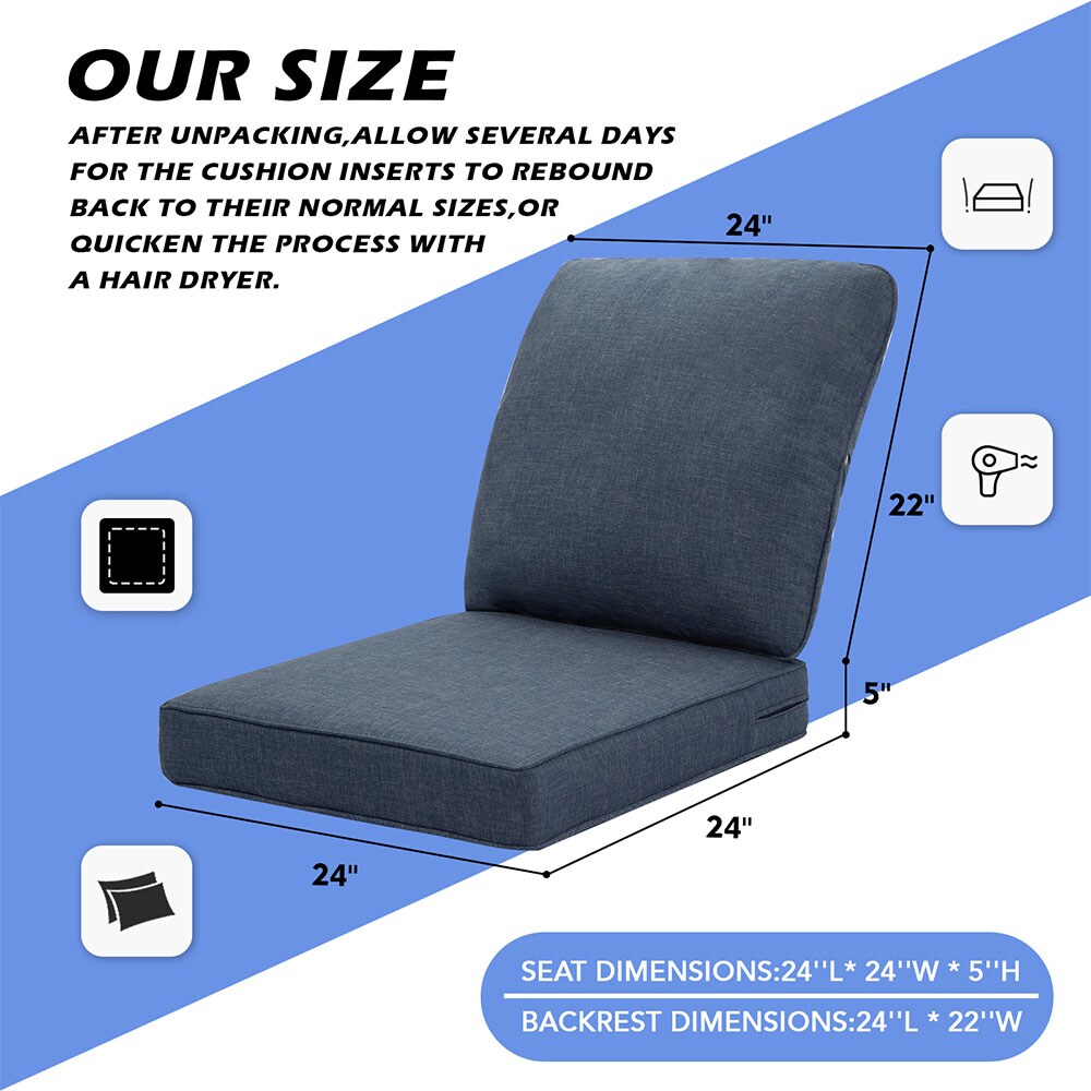 Zeus & Ruta Patio Furniture Cushions 24-in x 24-in 2-Piece Blue Patio ...