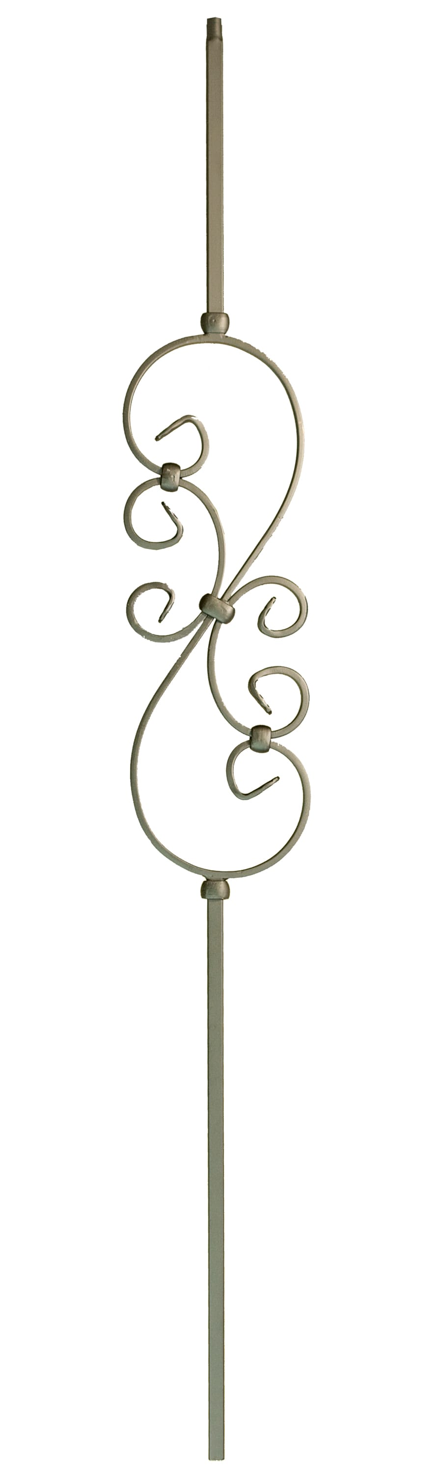WM Coffman 801101 44-in x 0.5-in Classic Flat Black Wrought Iron Pin Top Scroll Stair Baluster