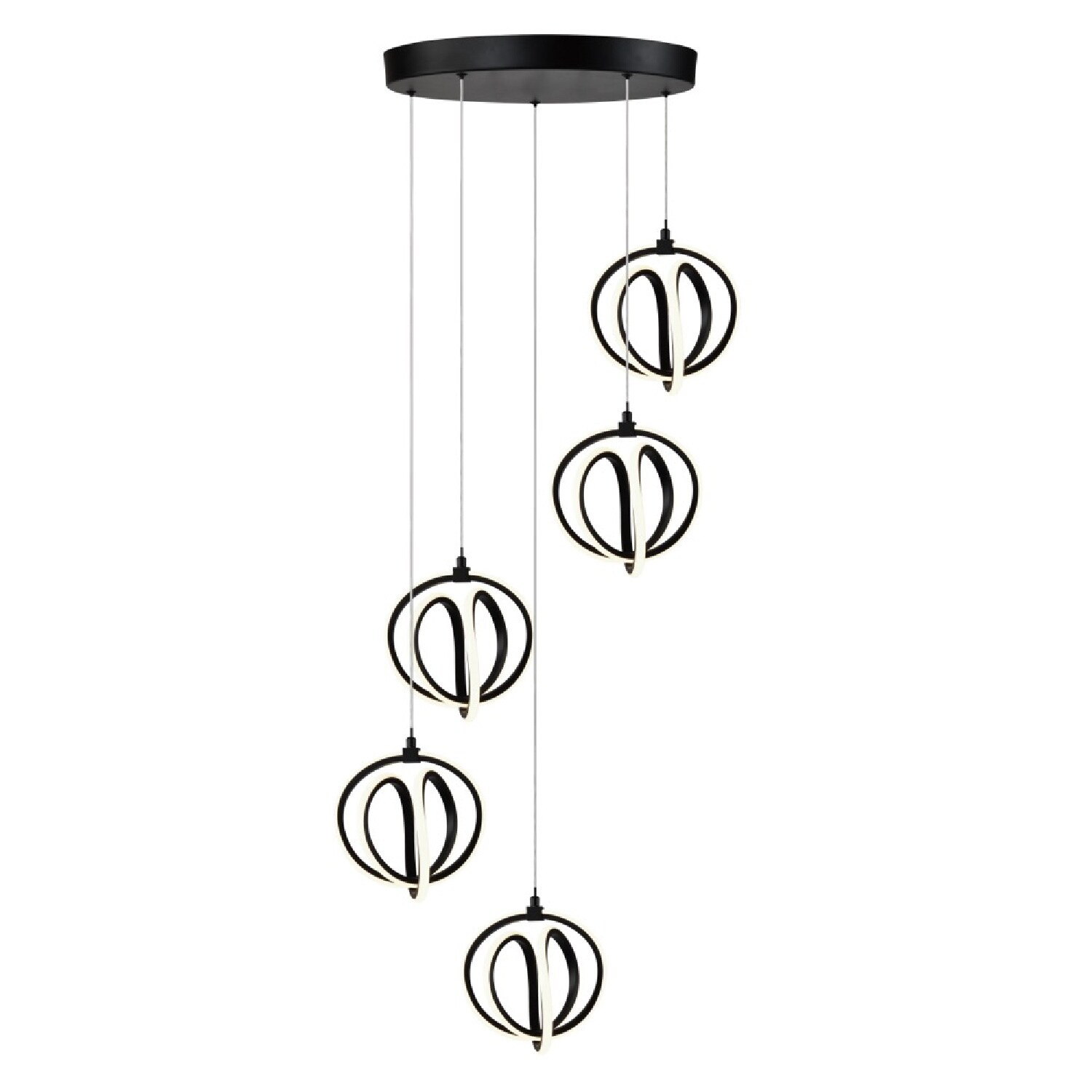 ARTCRAFT AC6735BK Rose Collection 5-Light Black Modern/Contemporary LED Dry rated Chandelier