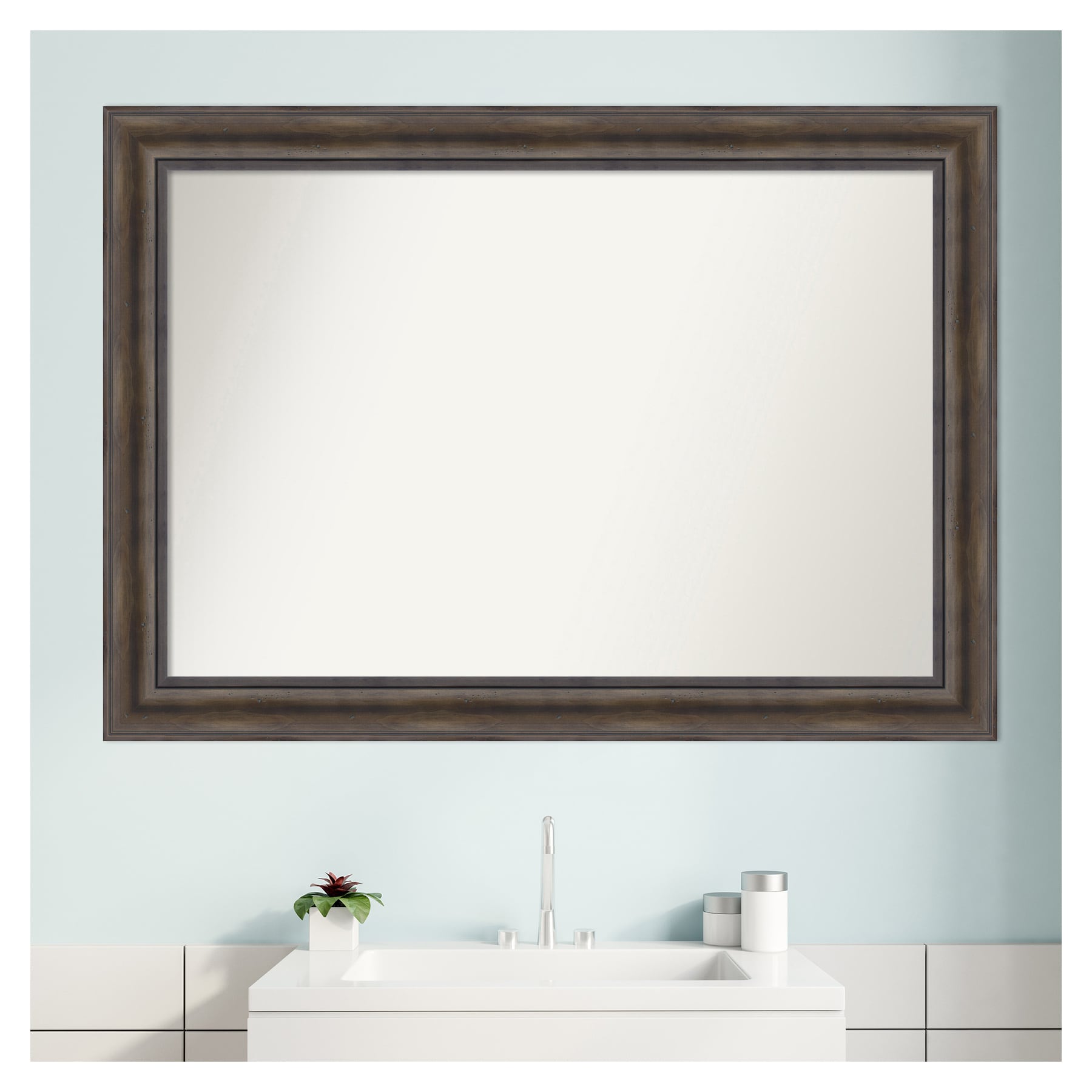 Amanti Art Rustic Pine Frame 41.5-in W x 29.5-in H Brown Framed Vanity ...