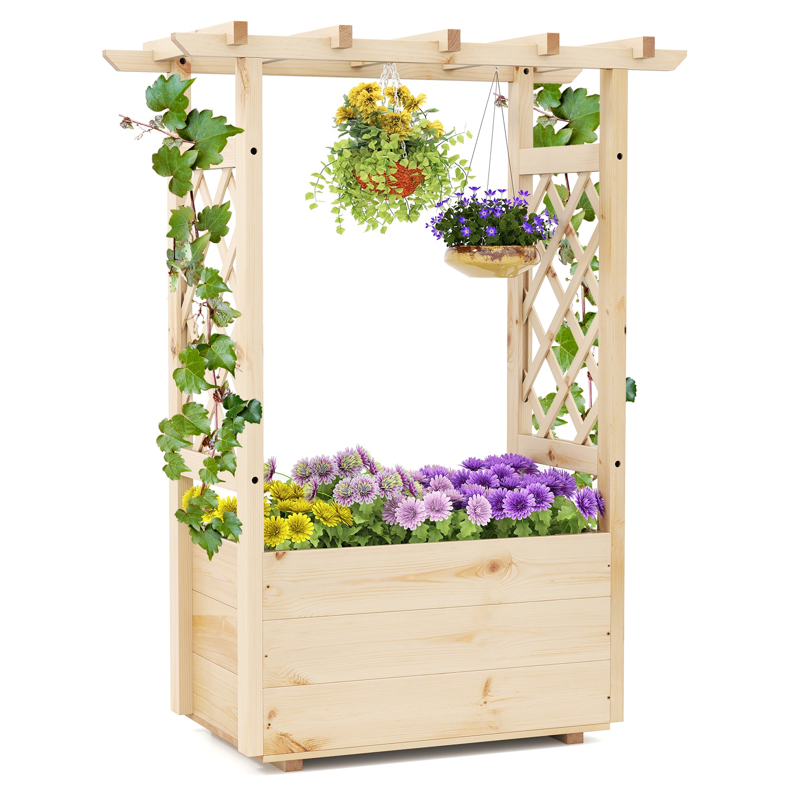 Poinic CWGT4420 16-in W x 31-in L x 41-in H Natural Wood Raised Planter Box