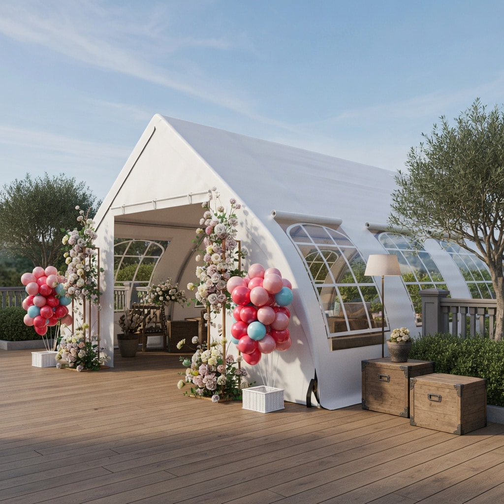 VERYKE Peach Shaped 40 ft x 20 ft White Party Tent with Zipper Doors PVC Windows Heavy Duty Wedding Canopy for Outdoor Events
