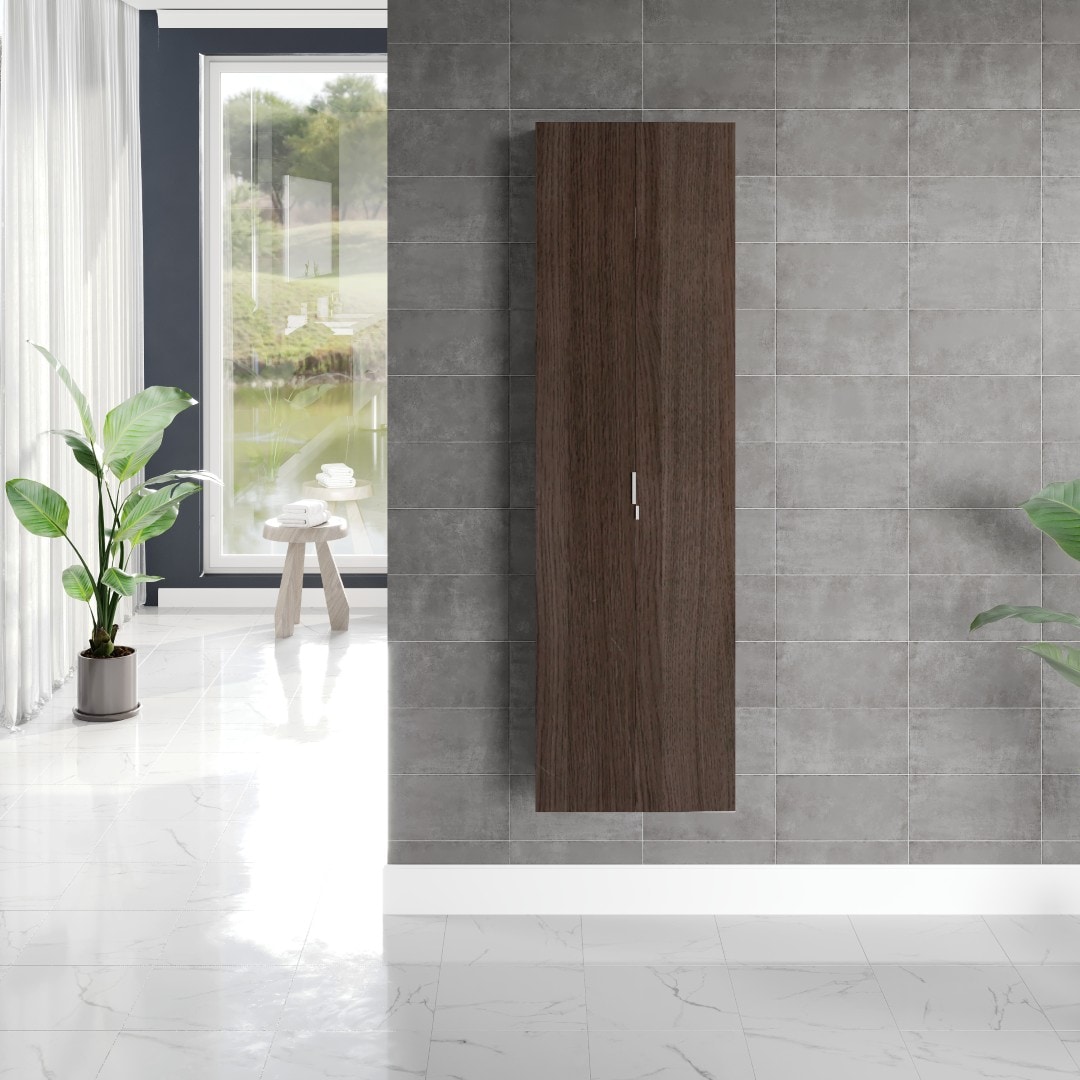 Eviva EVCB400-16GOK Luxurious 16-in x 67-in x 16-in Gray Oak Wall-mount Soft Close Linen Cabinet
