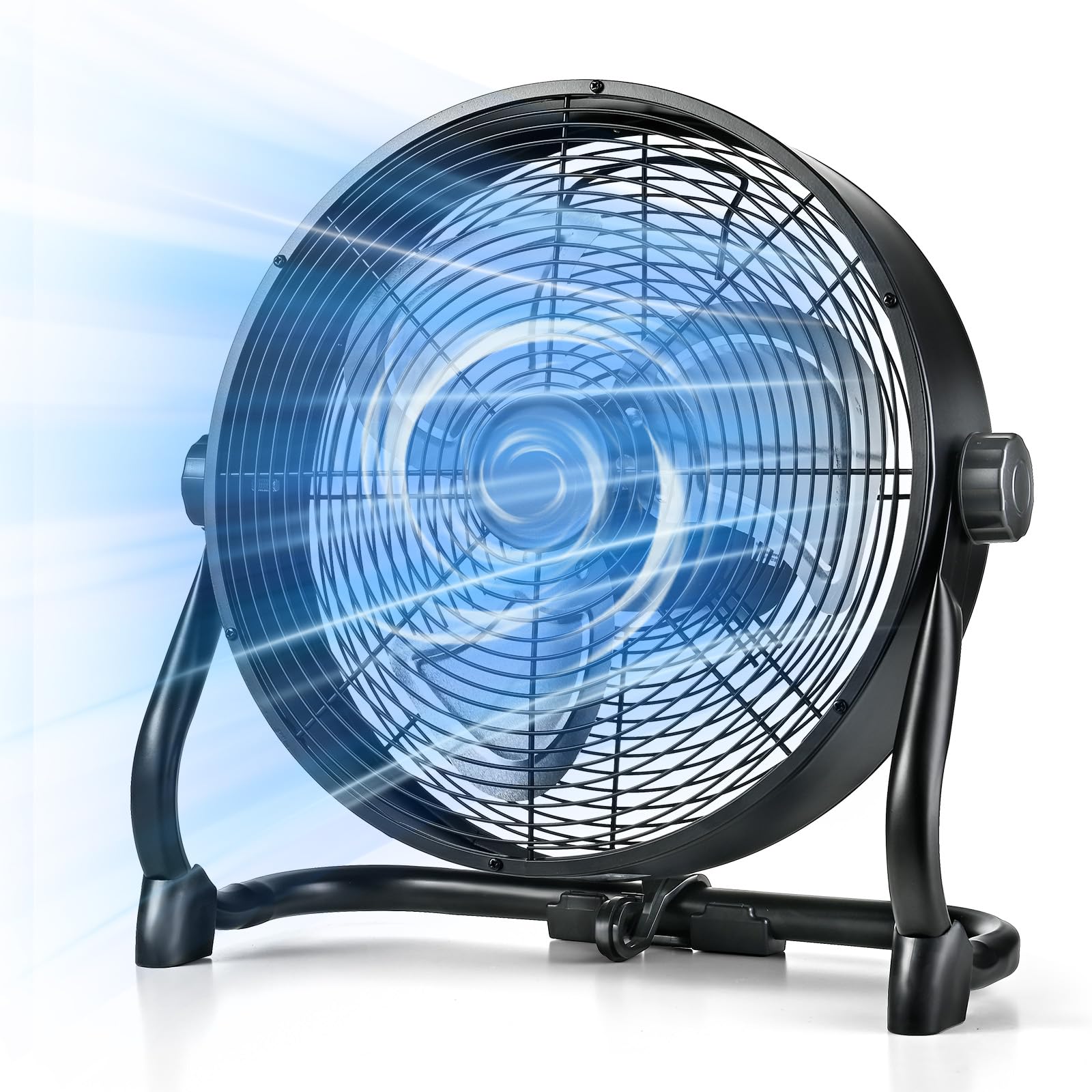 JVFCXXV  12 Inch Portable Outdoor Fan with AC Adapter USB Output 12 Speed 360 Degree Tilt All Metal Construction for Camping Garage Jobsite