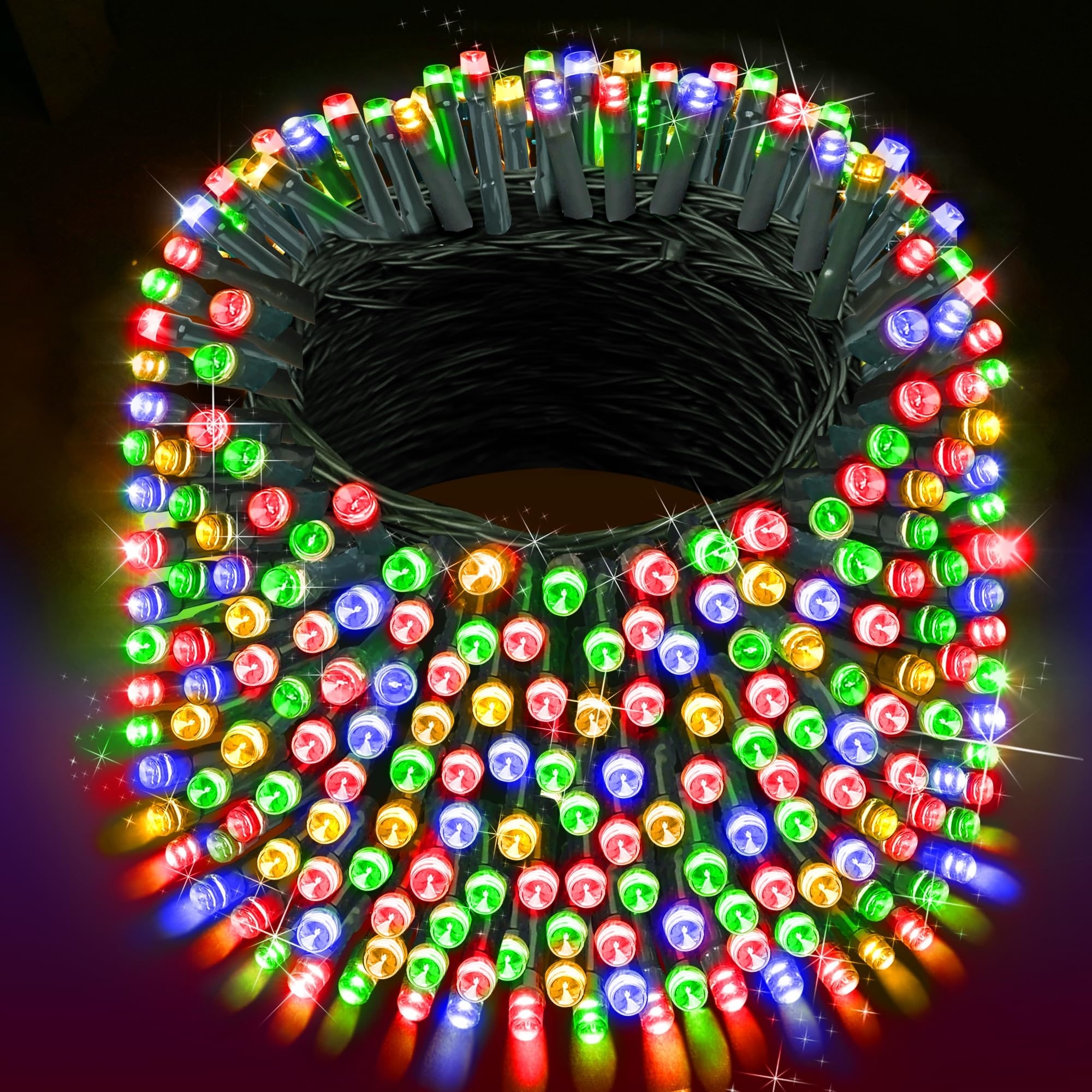 Vrbgify  403FT 1000 LED Multicolor Christmas Lights Outdoor String Lights Green Wire 8 Modes Timer Memory Waterproof for Tree Yard Party Holiday