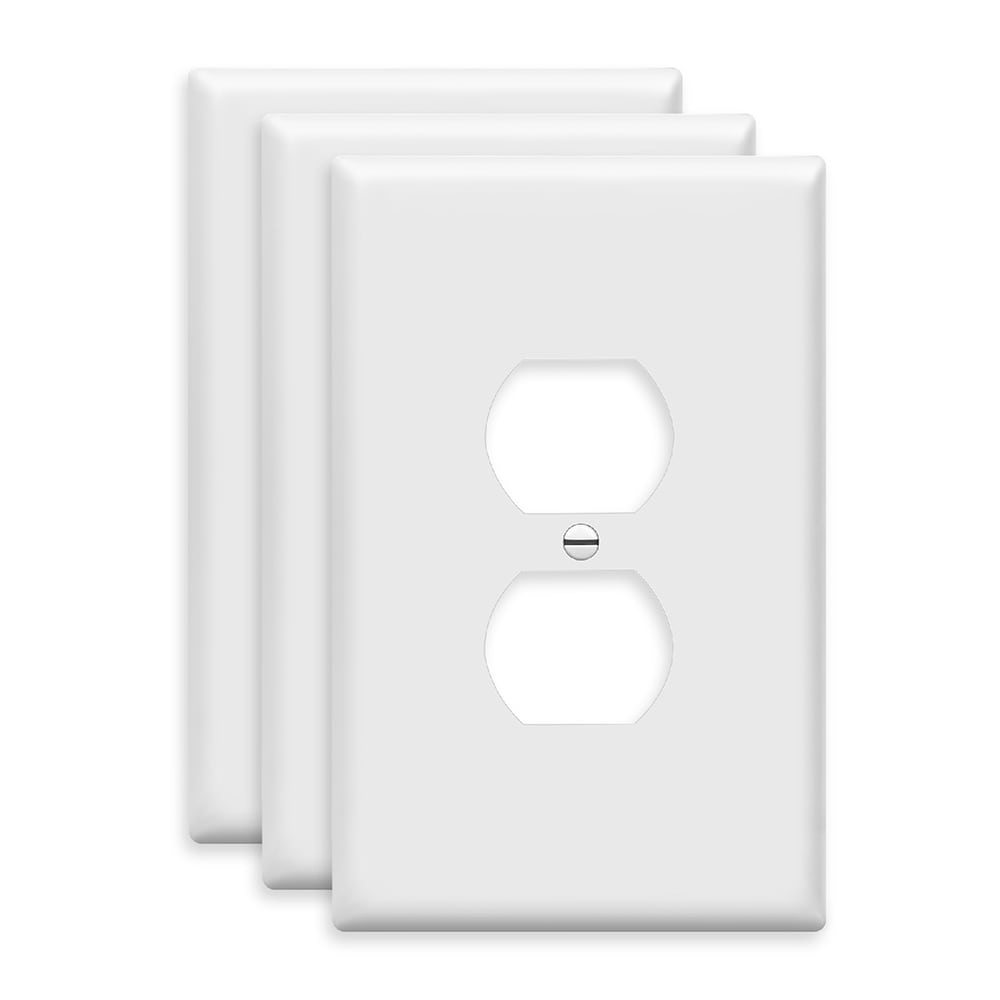 1-Gang Jumbo Size White Polycarbonate Indoor Duplex Wall Plate (3-Pack) | - Top Greener 8821O-W-3PCS