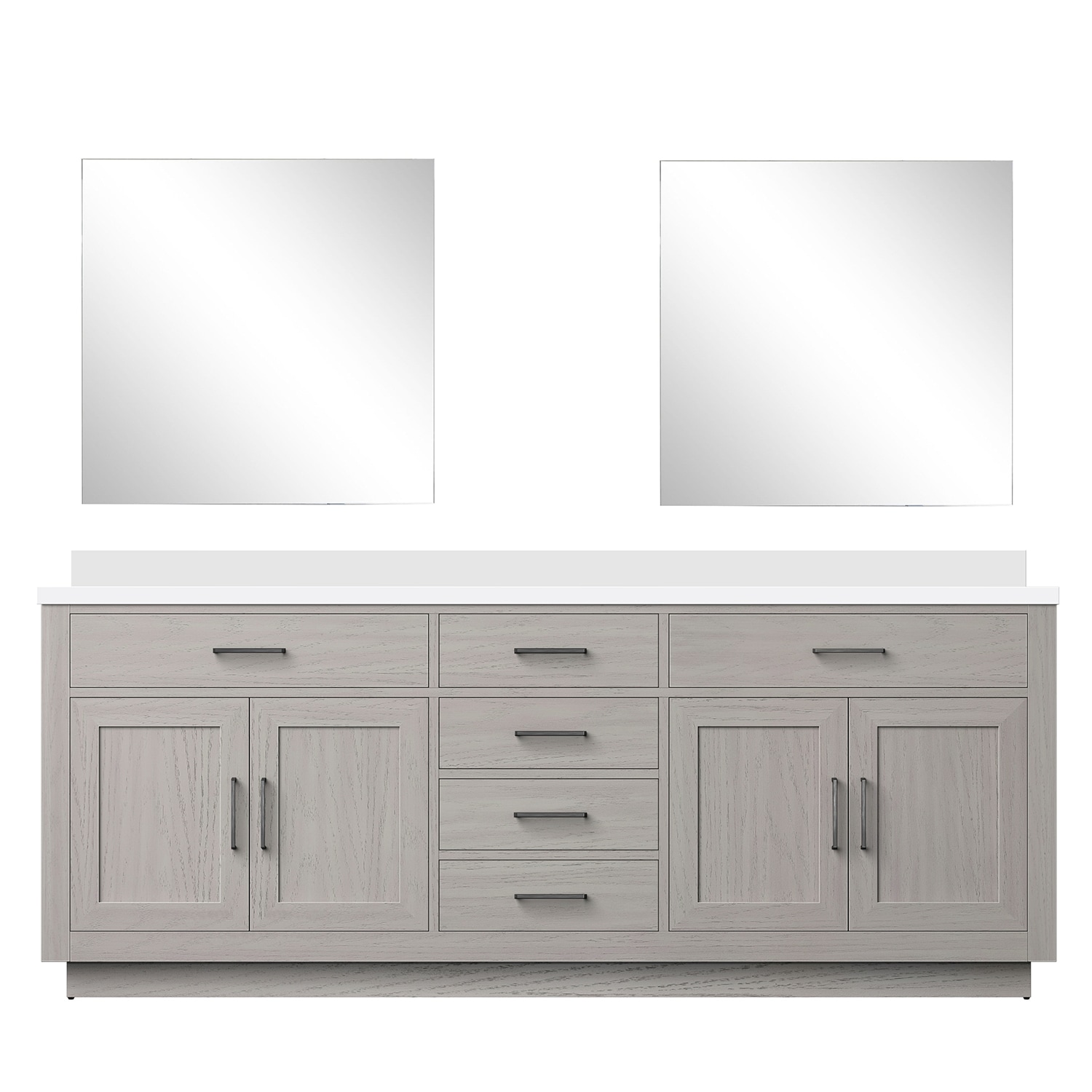 Lexora LVGI84DM310 Gilroy 84-in White Oak Undermount Double Sink Bathroom Vanity with White Cultured Marble Top (Mirror Included)